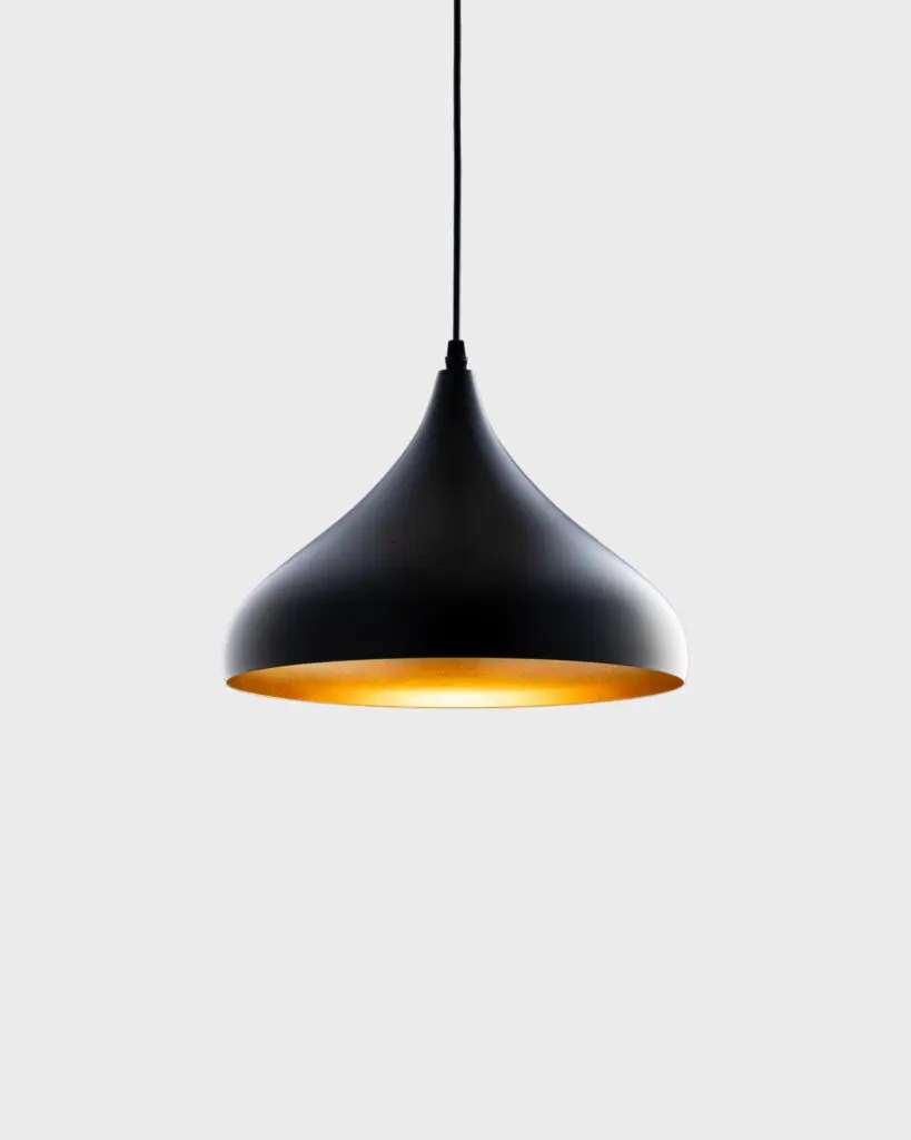 Đèn Thả Bàn Ăn Dáng Nón Hiện Đại Vỏ Đen Lòng Vàng VRG-T8810