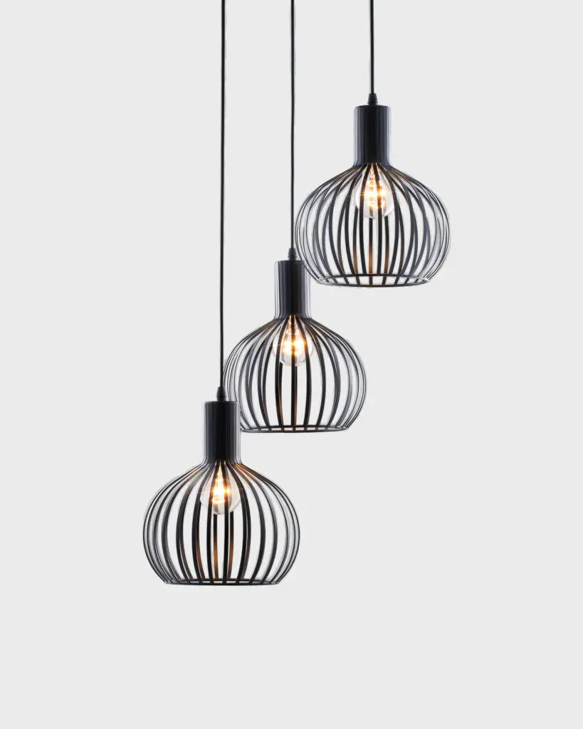 Đèn Thả Trần Lồng Sắt Dáng Quả Bí Màu Đen VRG-TCF50