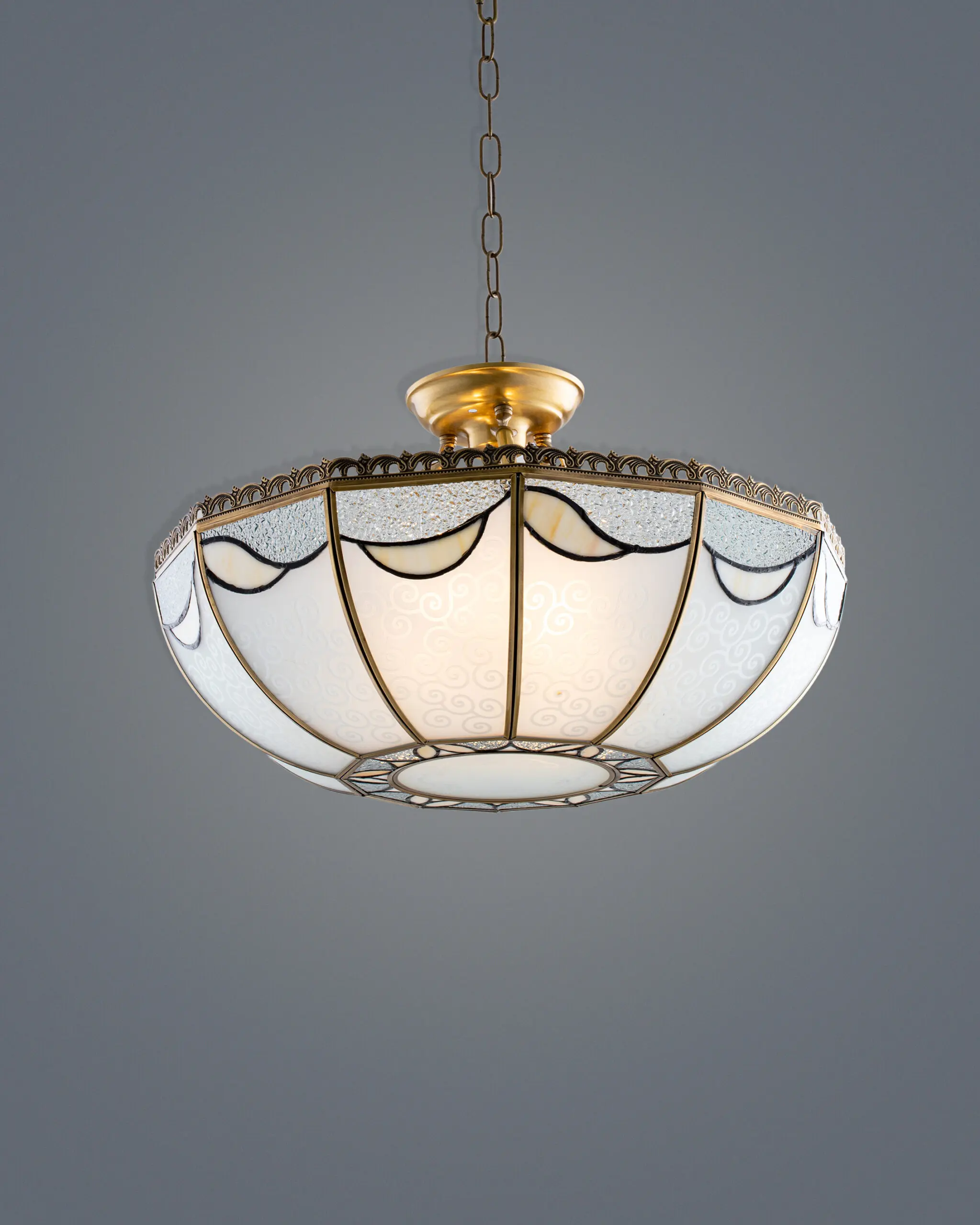 VRG TD0040 2 scaled Đèn Thả Tiffany Chao Bát Kính Ghép Hoa Văn Cổ Điển VRG-TD0040