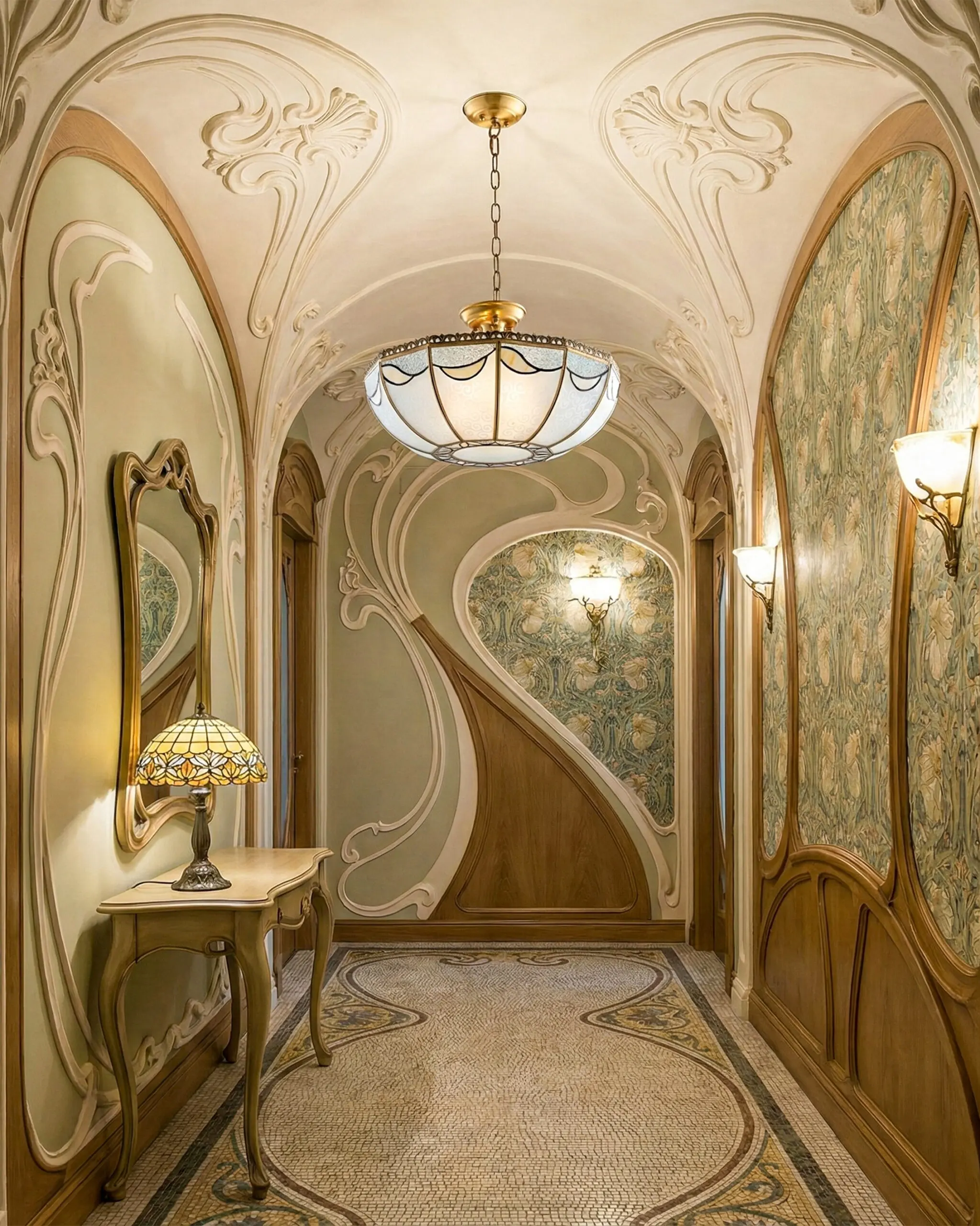 VRG TD0040 4 scaled Đèn Thả Tiffany Chao Bát Kính Ghép Hoa Văn Cổ Điển VRG-TD0040