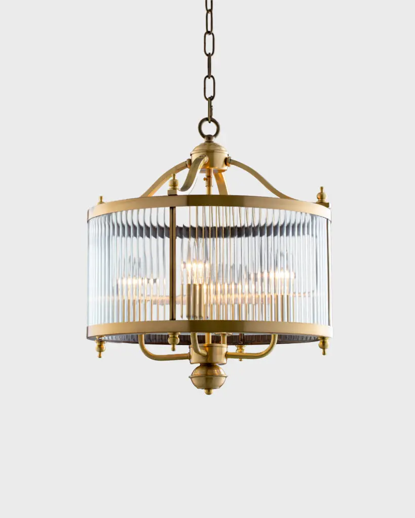 Đèn Thả Đồng Kính Sọc Tròn Phong Cách Indochine Cổ Điển Sang Trọng VRG-TD02