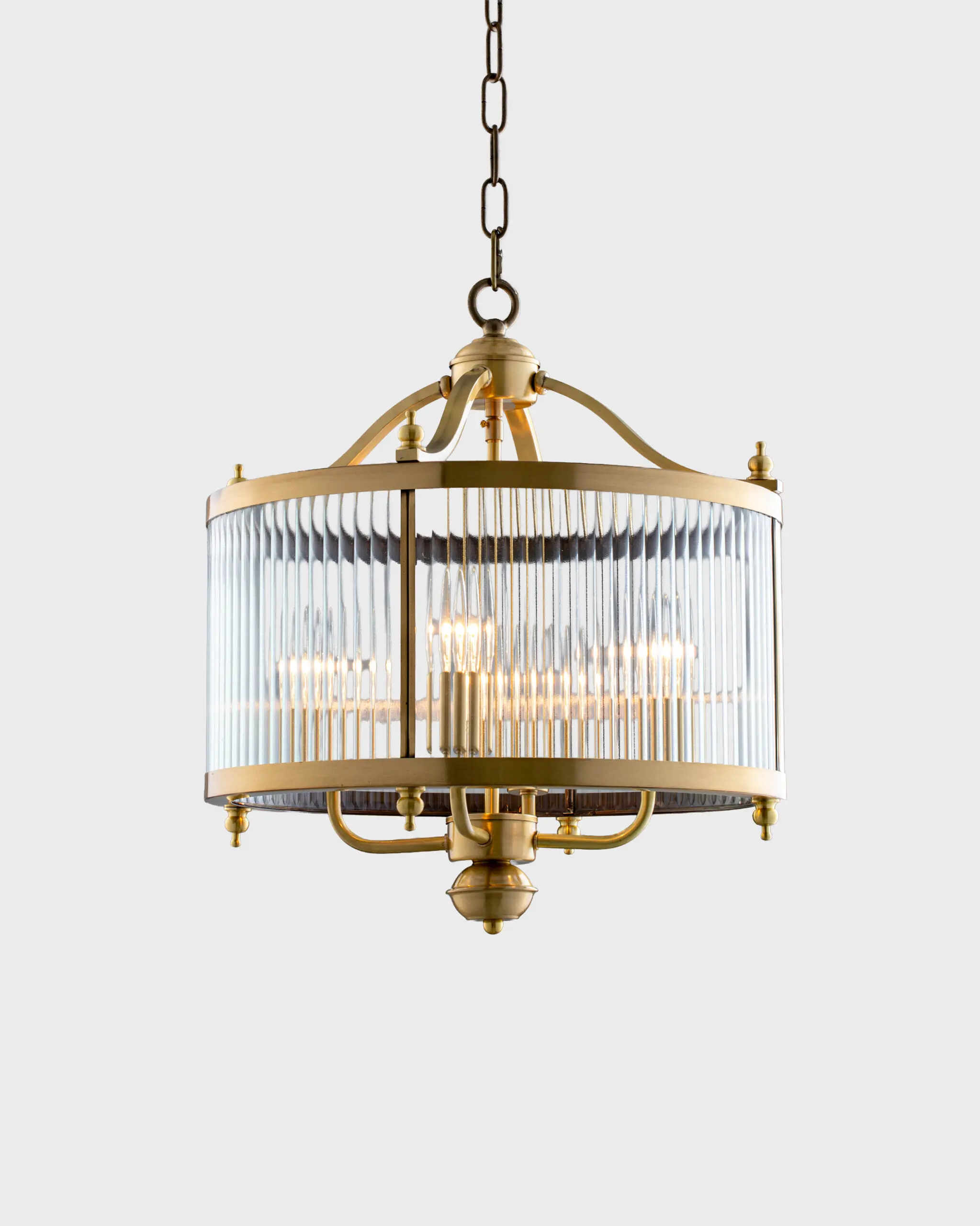 Đèn Thả Đồng Kính Sọc Tròn Phong Cách Indochine Cổ Điển Sang Trọng VRG-TD02