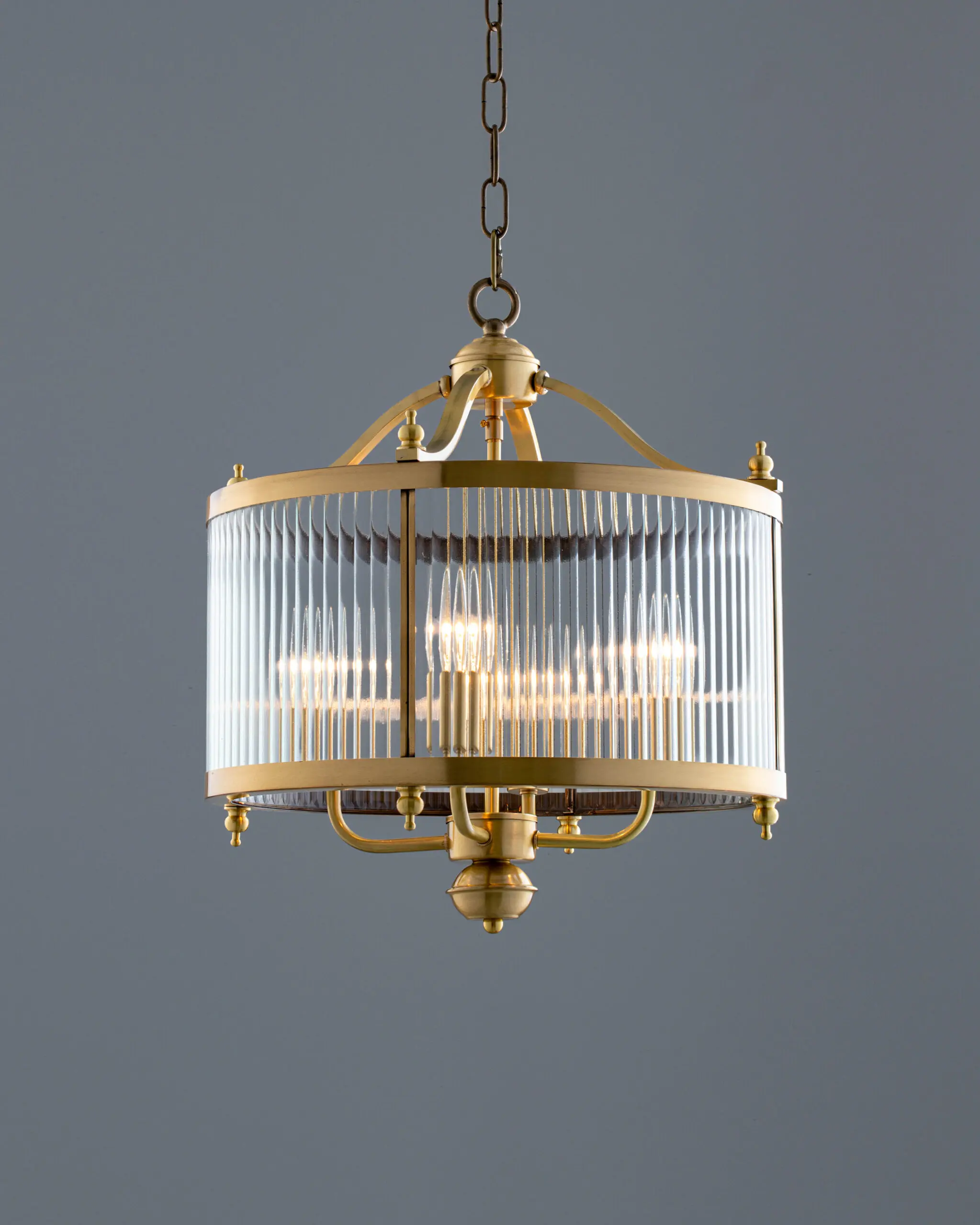 Đèn Thả Đồng Kính Sọc Tròn Phong Cách Indochine Cổ Điển Sang Trọng VRG-TD02