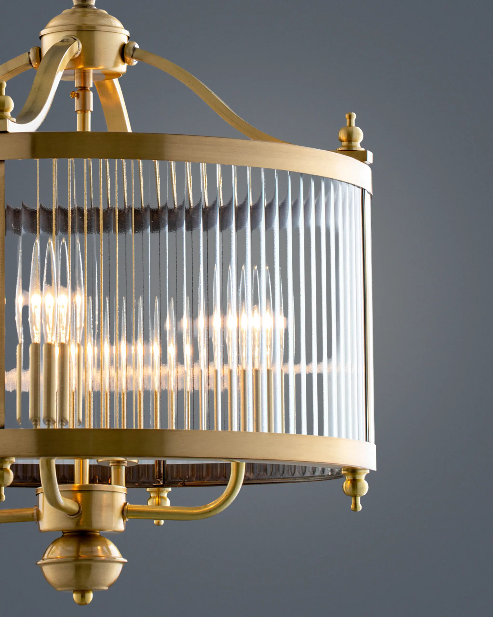 Đèn Thả Đồng Kính Sọc Tròn Phong Cách Indochine Cổ Điển Sang Trọng VRG-TD02