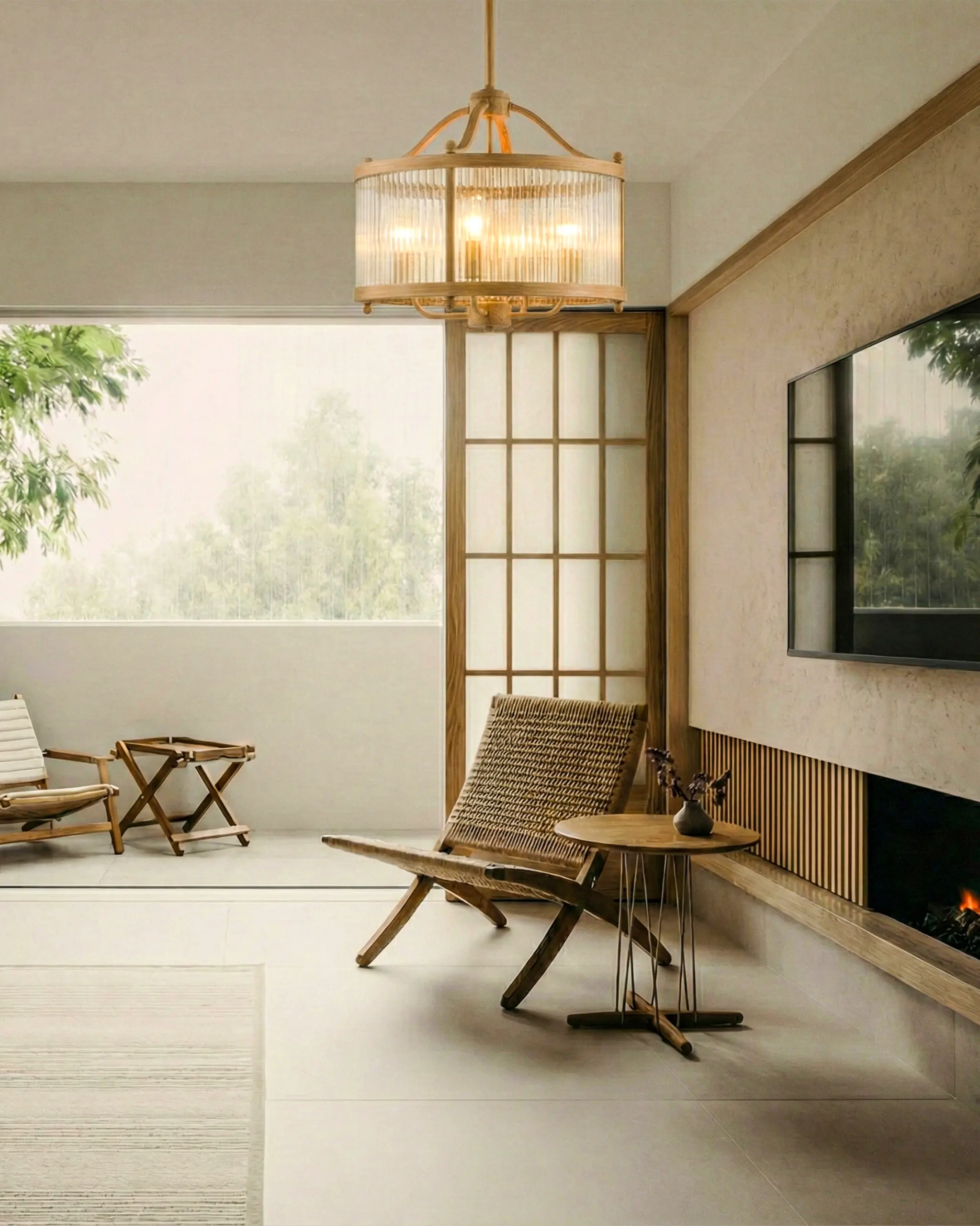 Đèn Thả Đồng Kính Sọc Tròn Phong Cách Indochine Cổ Điển Sang Trọng VRG-TD02