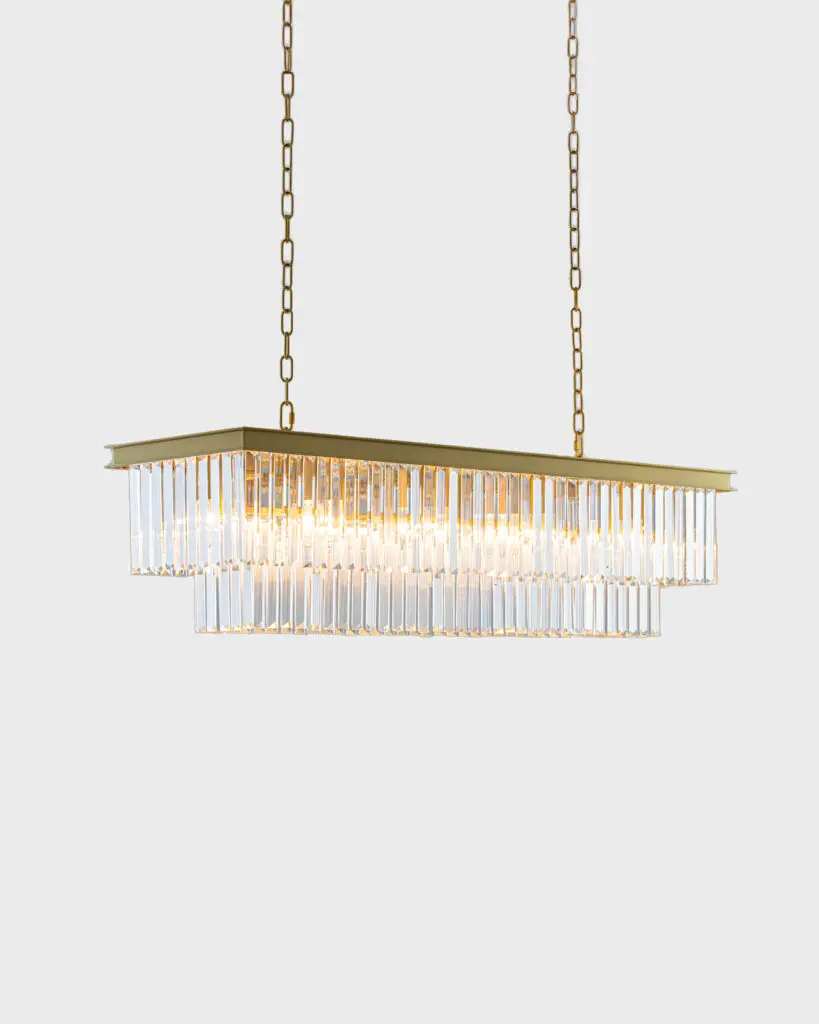 Đèn Thả Pha Lê Dáng Ngang Khung Hợp Kim Mạ Vàng Sang Trọng VRG-TH808621