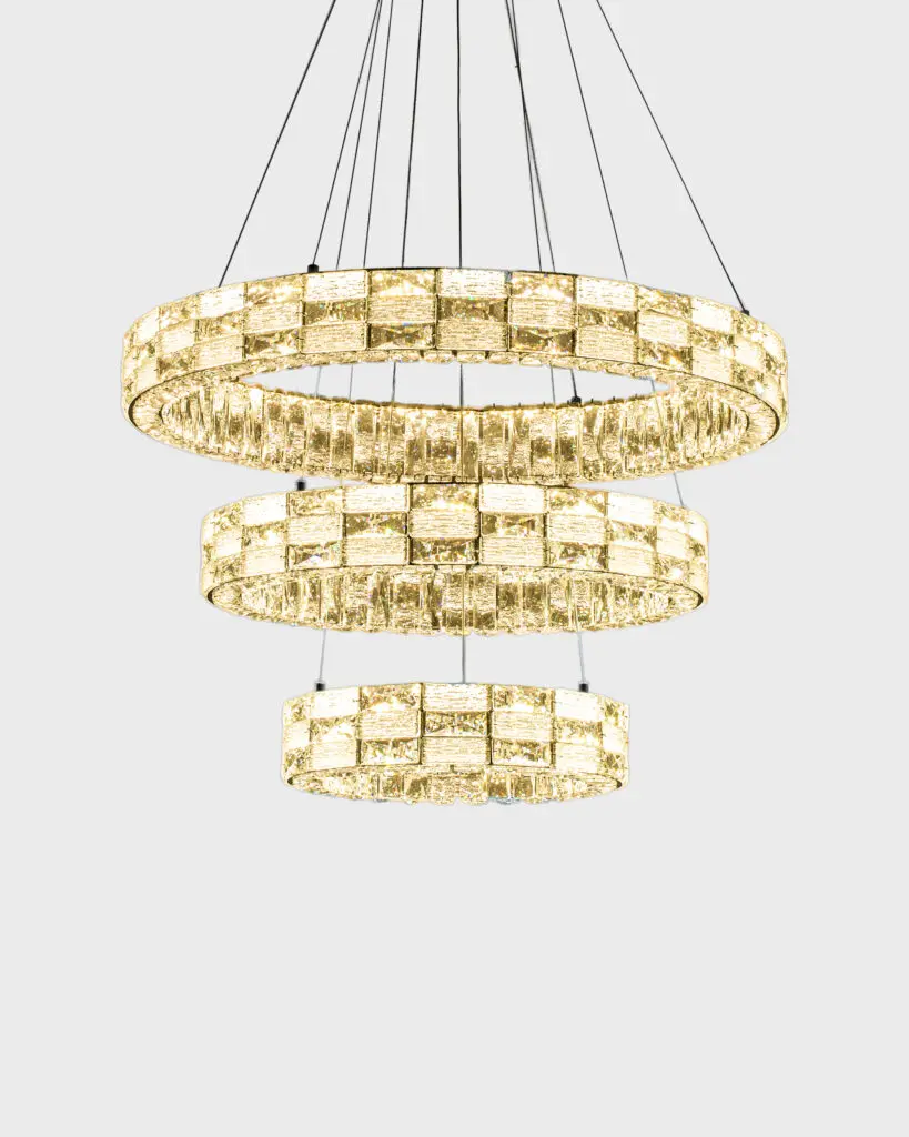 Đèn Thả Pha Lê 3 Tầng Khối Vuông Sang Trọng VRG-TH8807