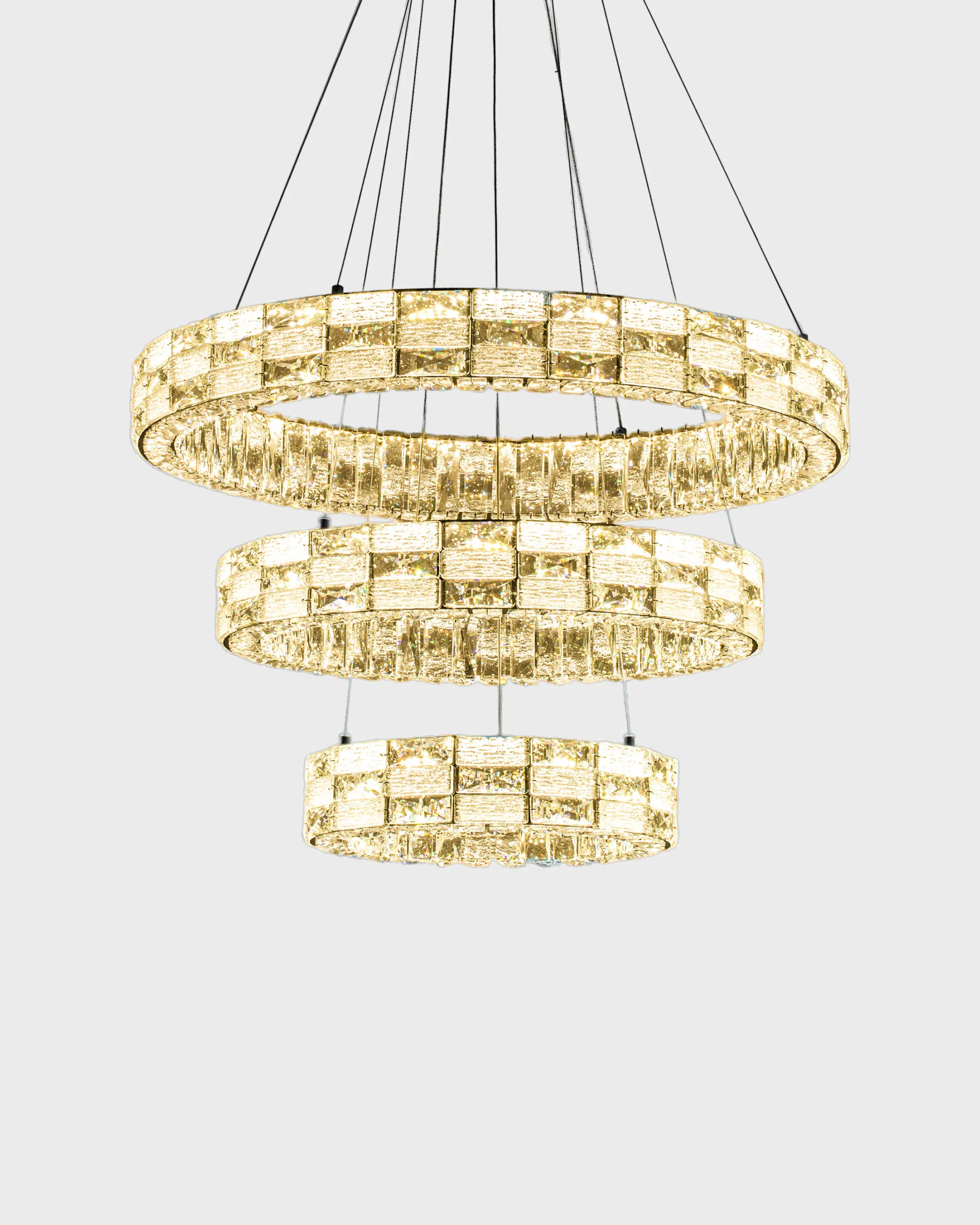 Đèn Thả Pha Lê 3 Tầng Khối Vuông Sang Trọng VRG-TH8807