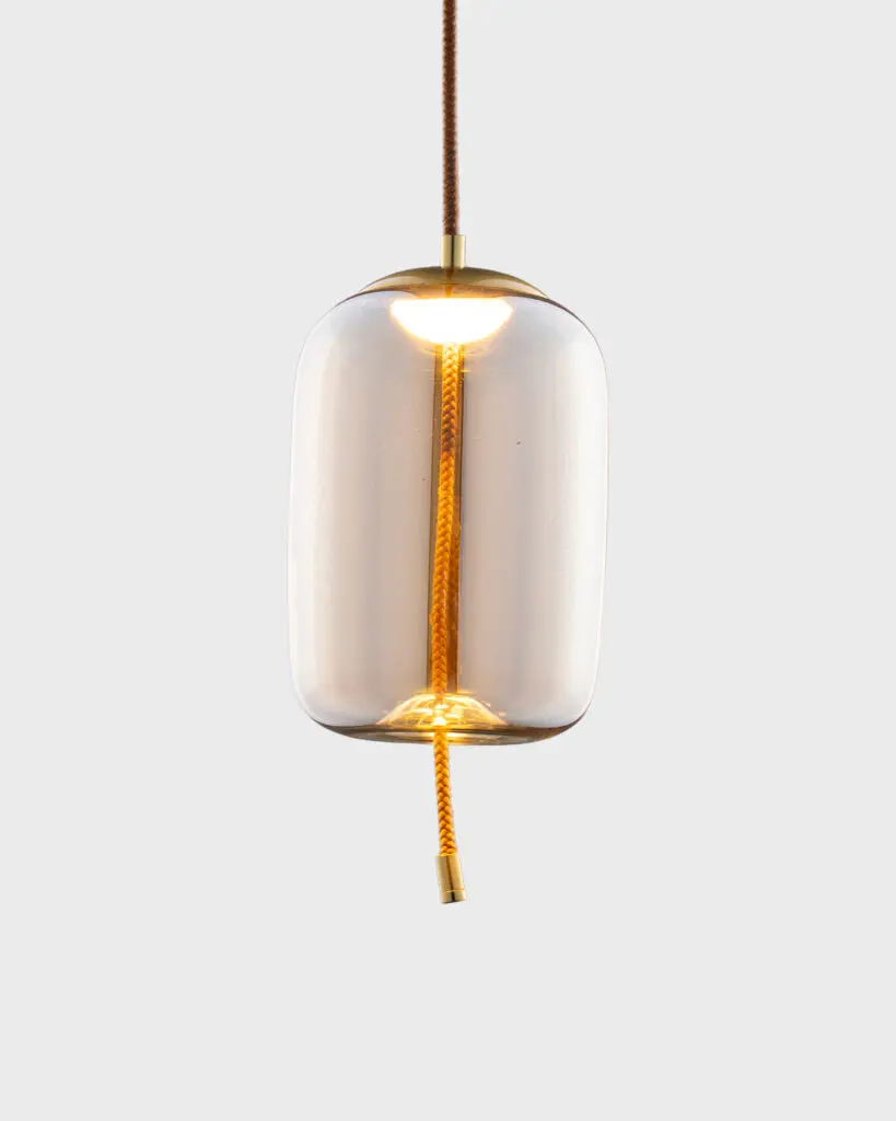 Đèn Thả Thủy Tinh Hình Trụ Phối Dây Thừng Vàng Độc Đáo VRG-THCN21920