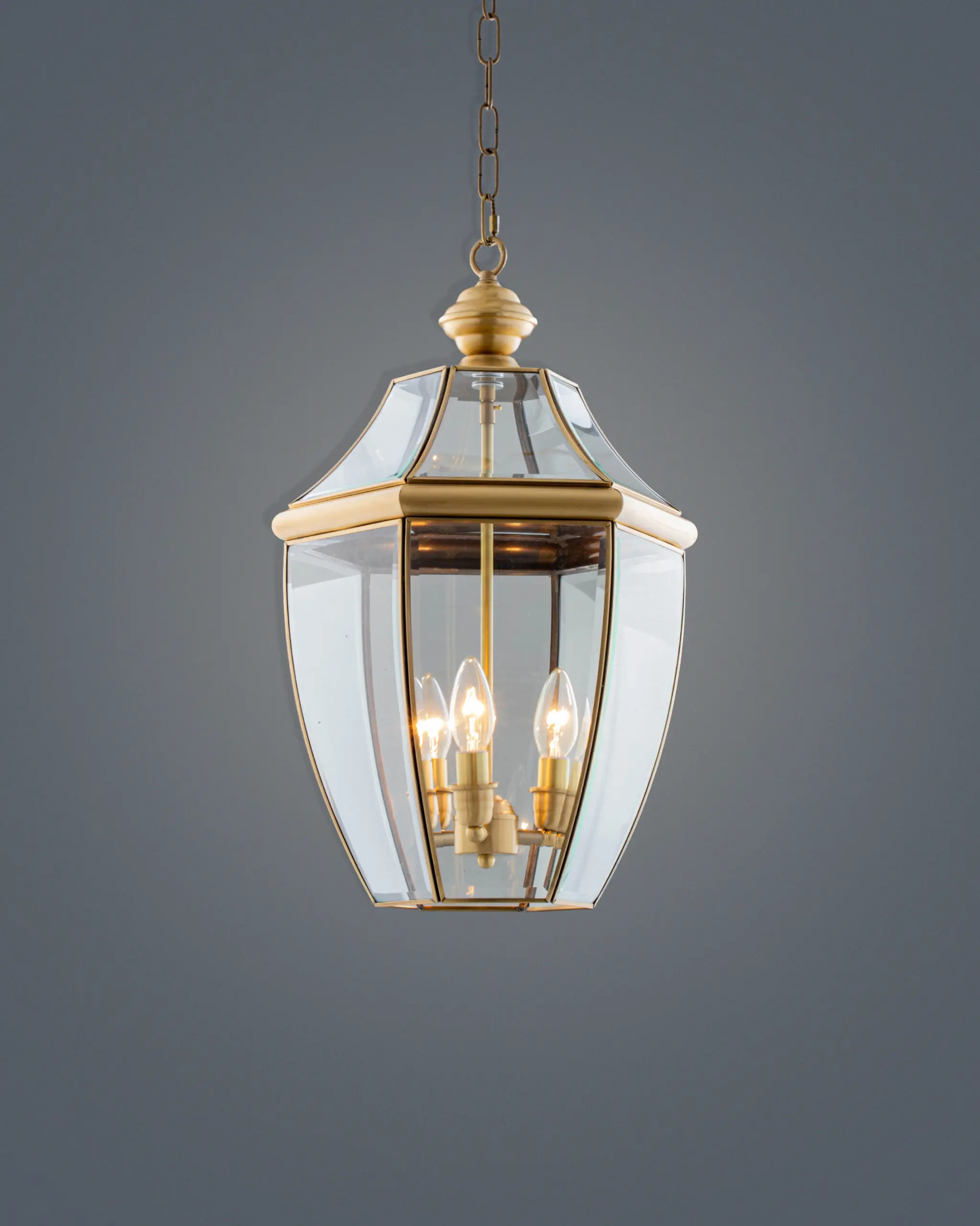 Đèn Thả Đồng Cổ Điển Dáng Lồng Đèn Kính Trong Suốt Sang Trọng VRG-THD0121