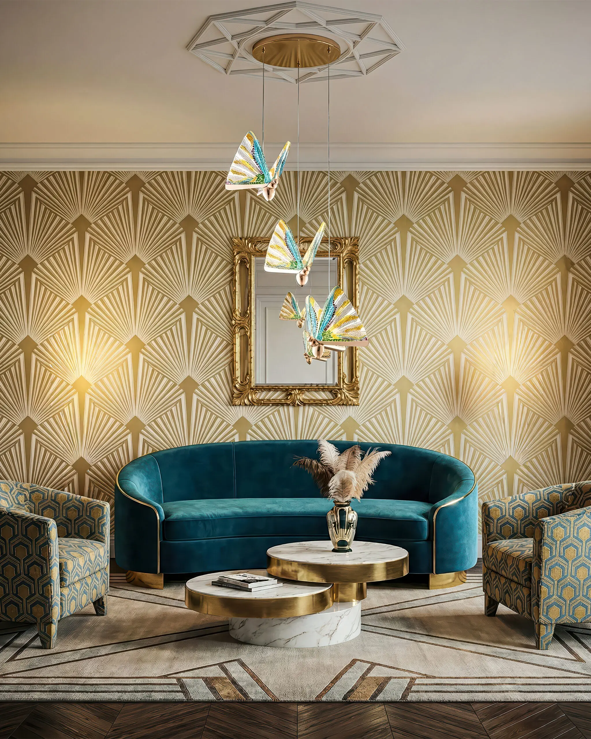 Đèn Thả Hình Bướm Ngũ Sắc Acrylic Nghệ Thuật 3 Bóng VRG-THD110-3