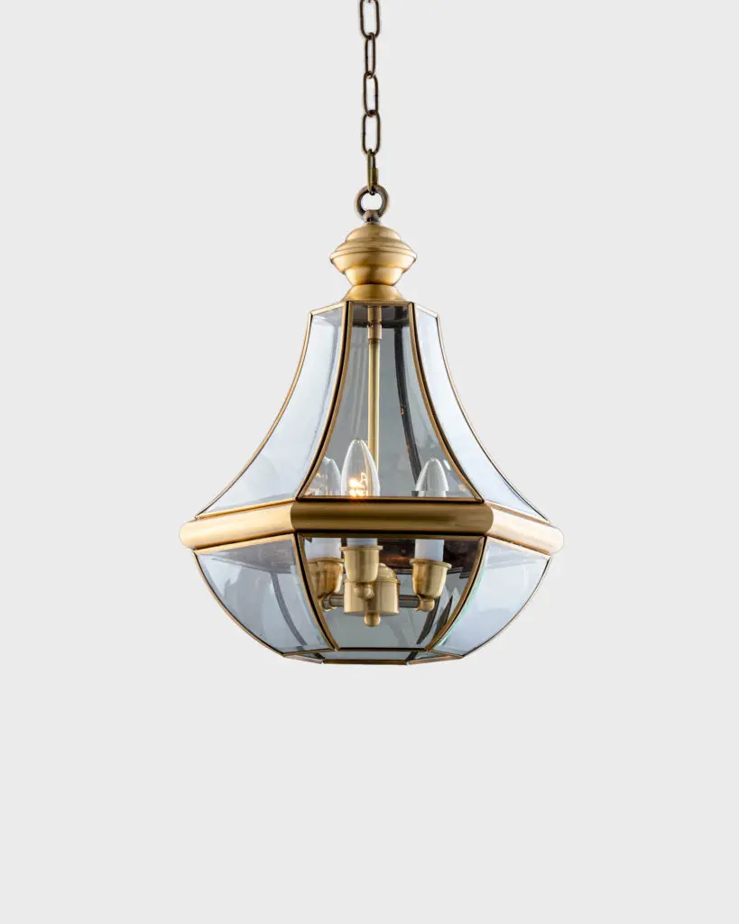 Đèn Thả Đồng Lồng Kính Trong Suốt Dáng ChuôngIndochine Cổ Điển VRG-THD1223