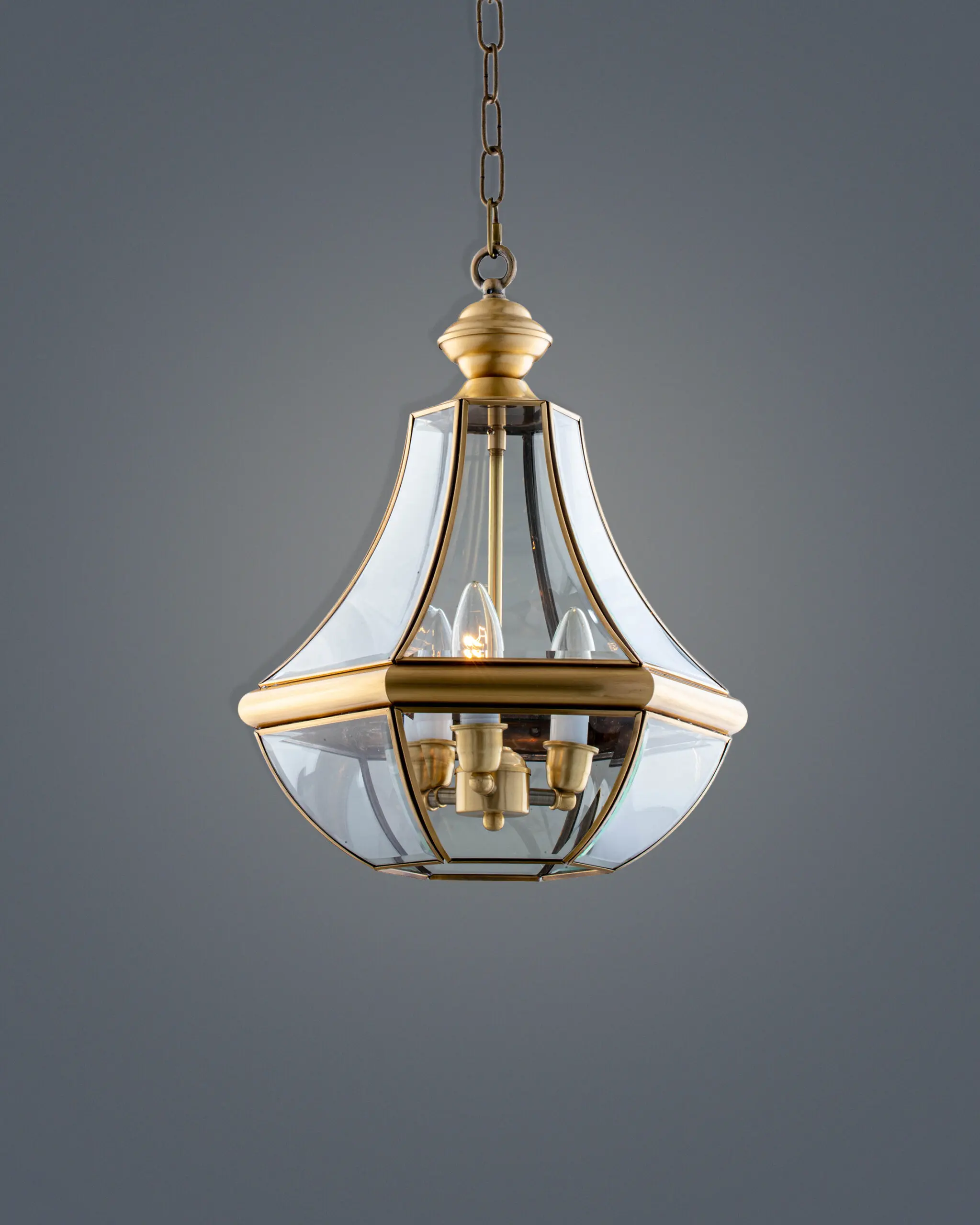 Đèn Thả Đồng Lồng Kính Trong Suốt Dáng ChuôngIndochine Cổ Điển VRG-THD1223