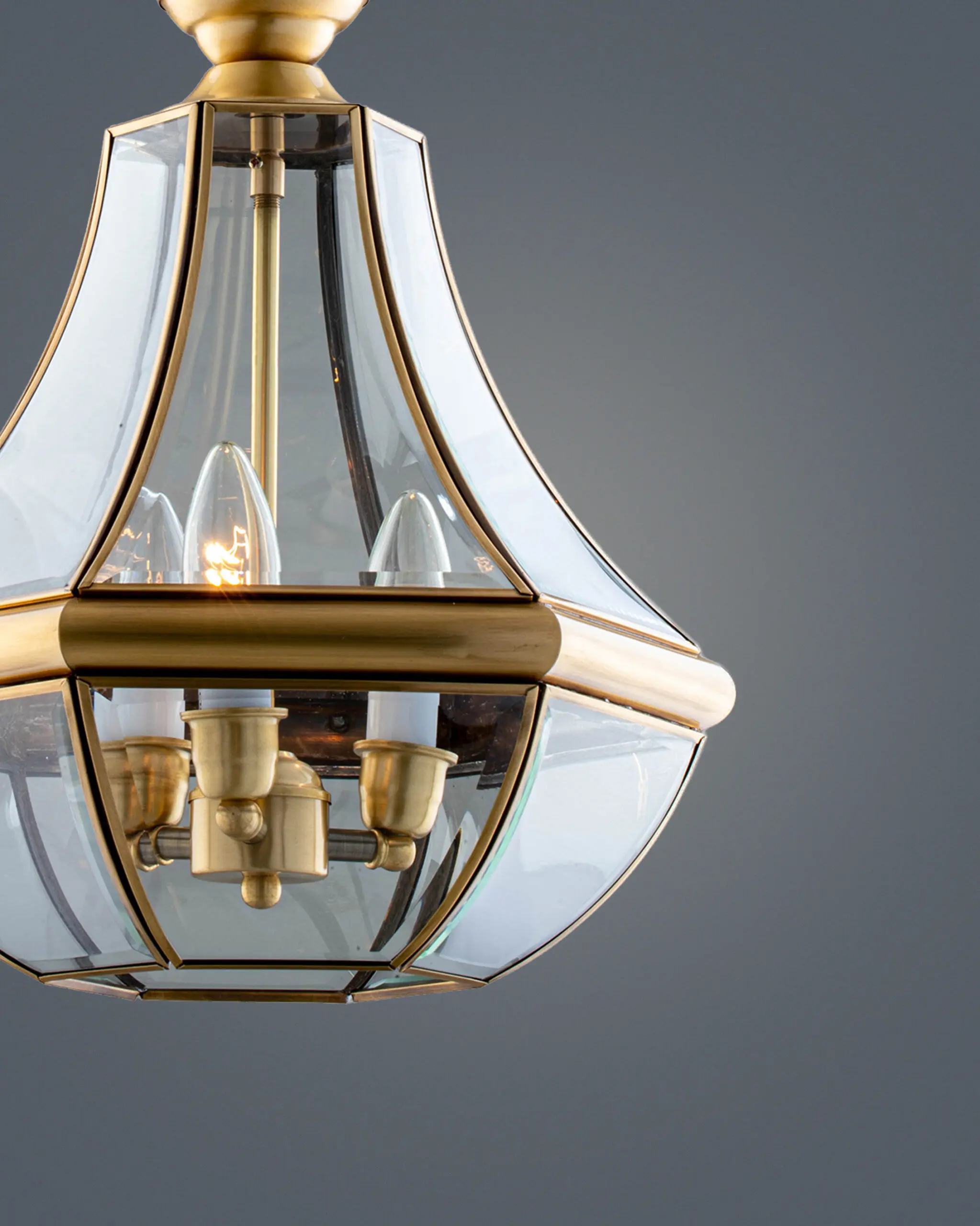 Đèn Thả Đồng Lồng Kính Trong Suốt Dáng ChuôngIndochine Cổ Điển VRG-THD1223