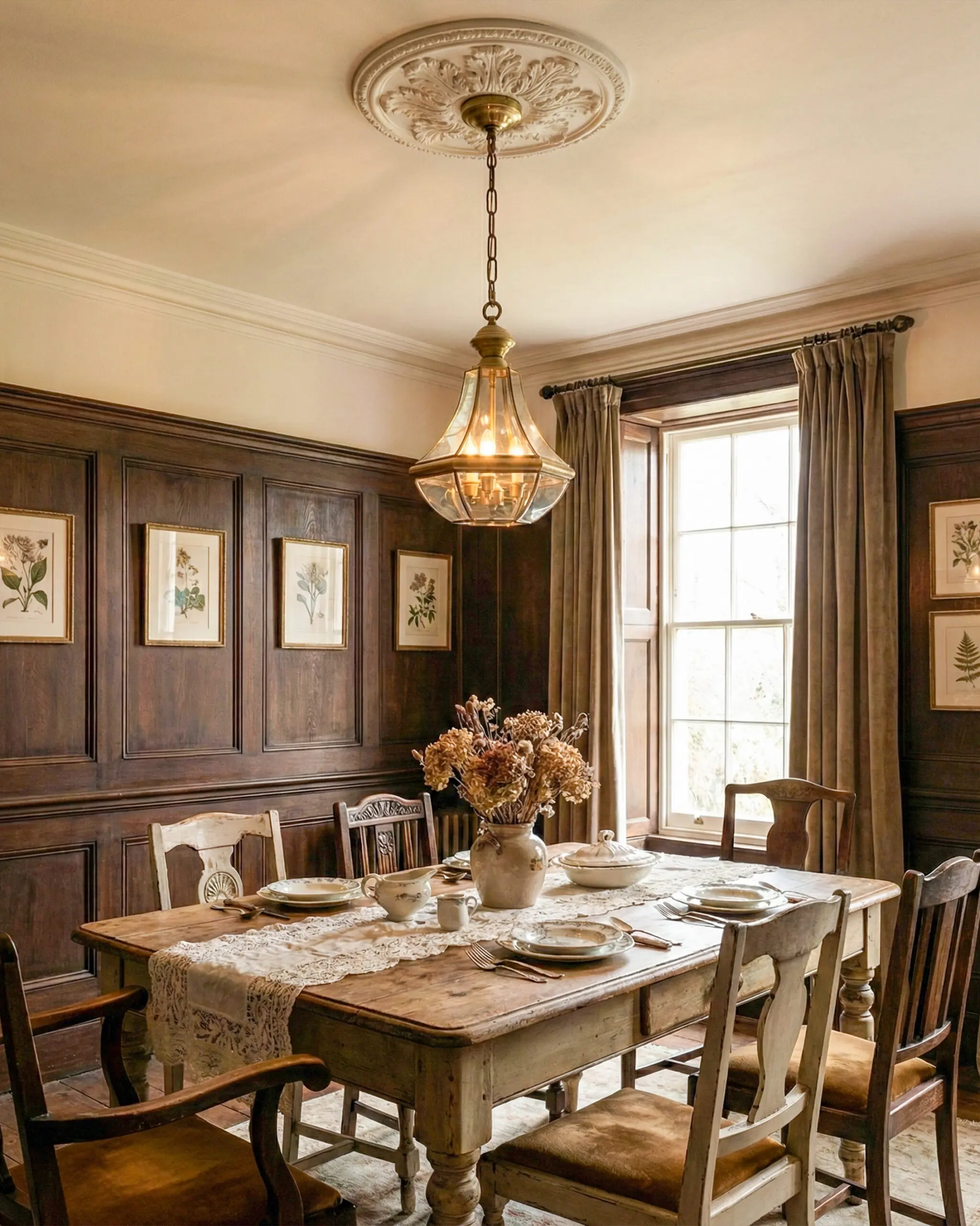 Đèn Thả Đồng Lồng Kính Trong Suốt Dáng ChuôngIndochine Cổ Điển VRG-THD1223