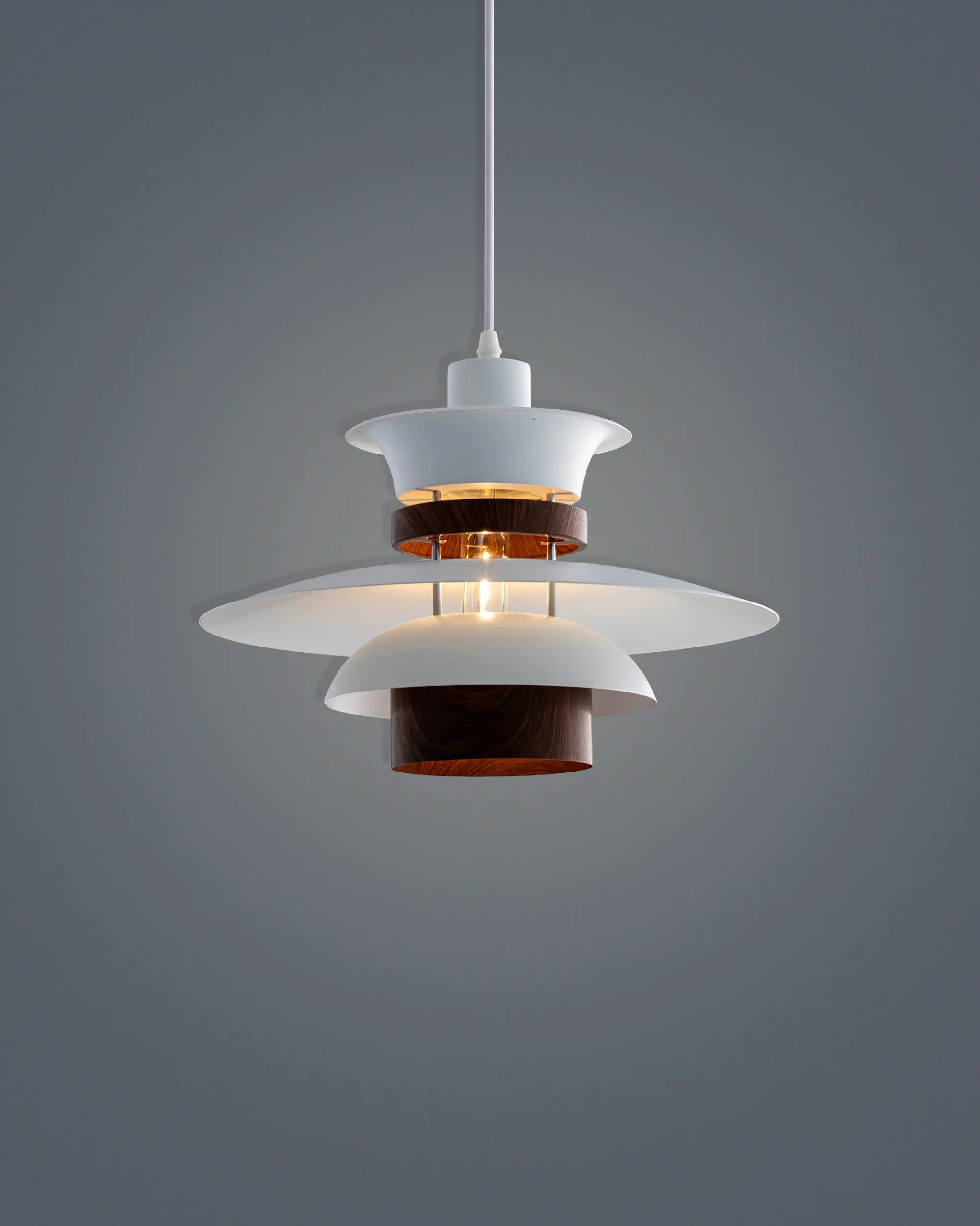 Đèn Thả Bàn Ăn Phong Cách Bắc Âu Tầng Lớp Màu Trắng Phối Gỗ VRG-THD1408