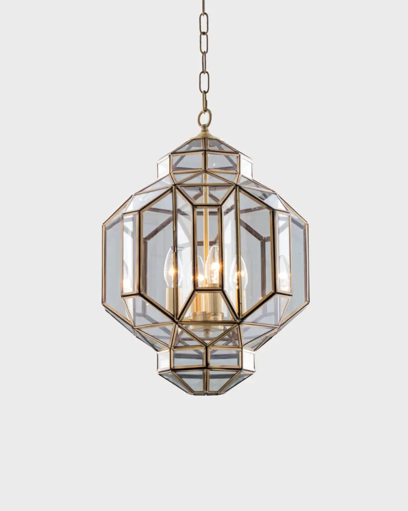 Đèn Thả Đồng Lồng Kính Đa Giác Cổ Điển Sang Trọng Phong Cách Indochine VRG-THD2123