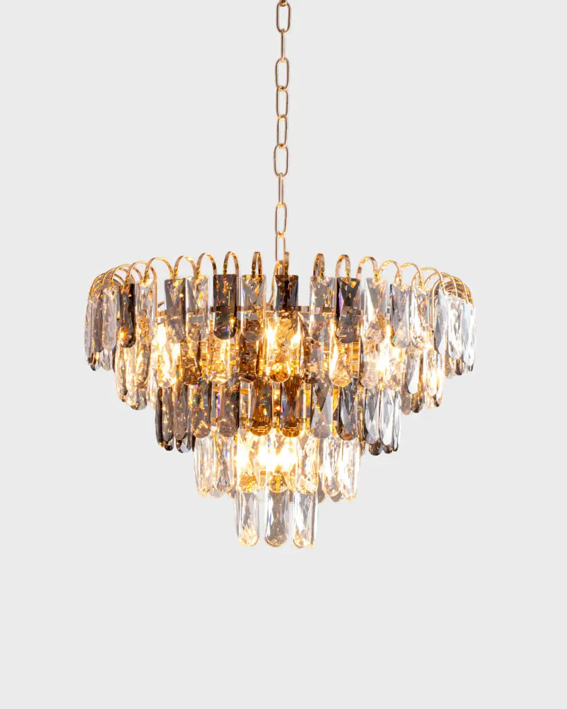 Đèn Chùm Pha Lê Thanh Phân Tầng Hiện Đại Phối Màu Khói Sang Trọng VRG-THD8282