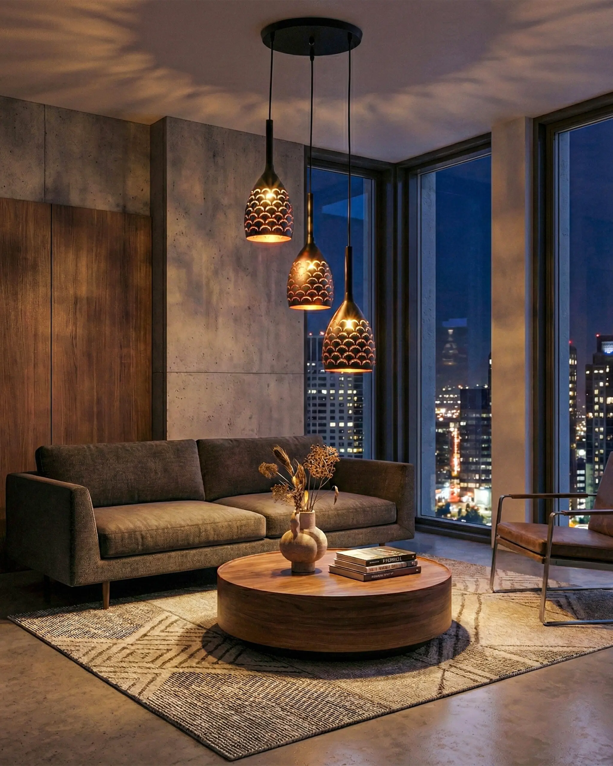 Bộ 3 Đèn Thả Bàn Ăn Vỏ Đen Lòng Vàng Họa Tiết Vảy Cá VRG-TKLE3176-3 2 Bộ 3 Đèn Thả Bàn Ăn Vỏ Đen Lòng Vàng Họa Tiết Vảy Cá VRG-TKLE3176-3