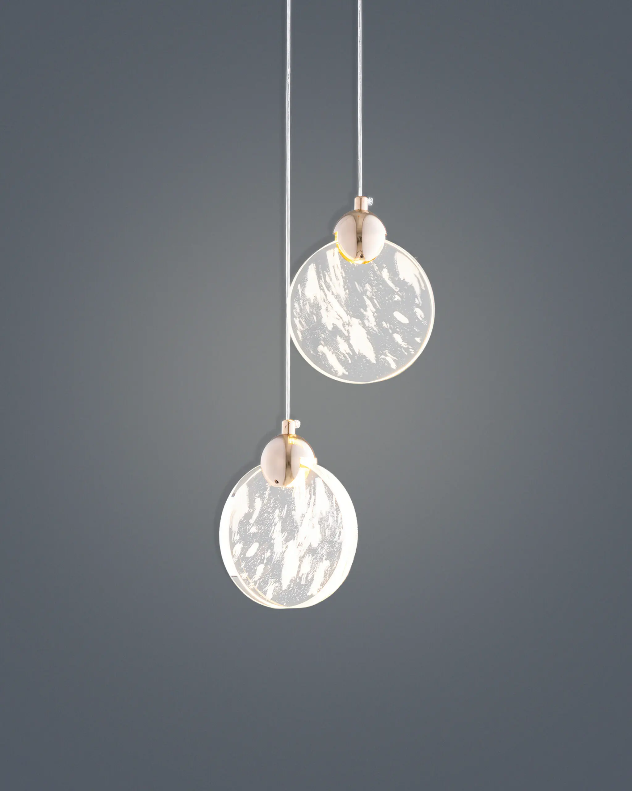 Đèn Thả Pha Lê Đĩa Tròn Vân Mây Bọt Khí Nghệ Thuật Viền Vàng VRG-TL1602-2