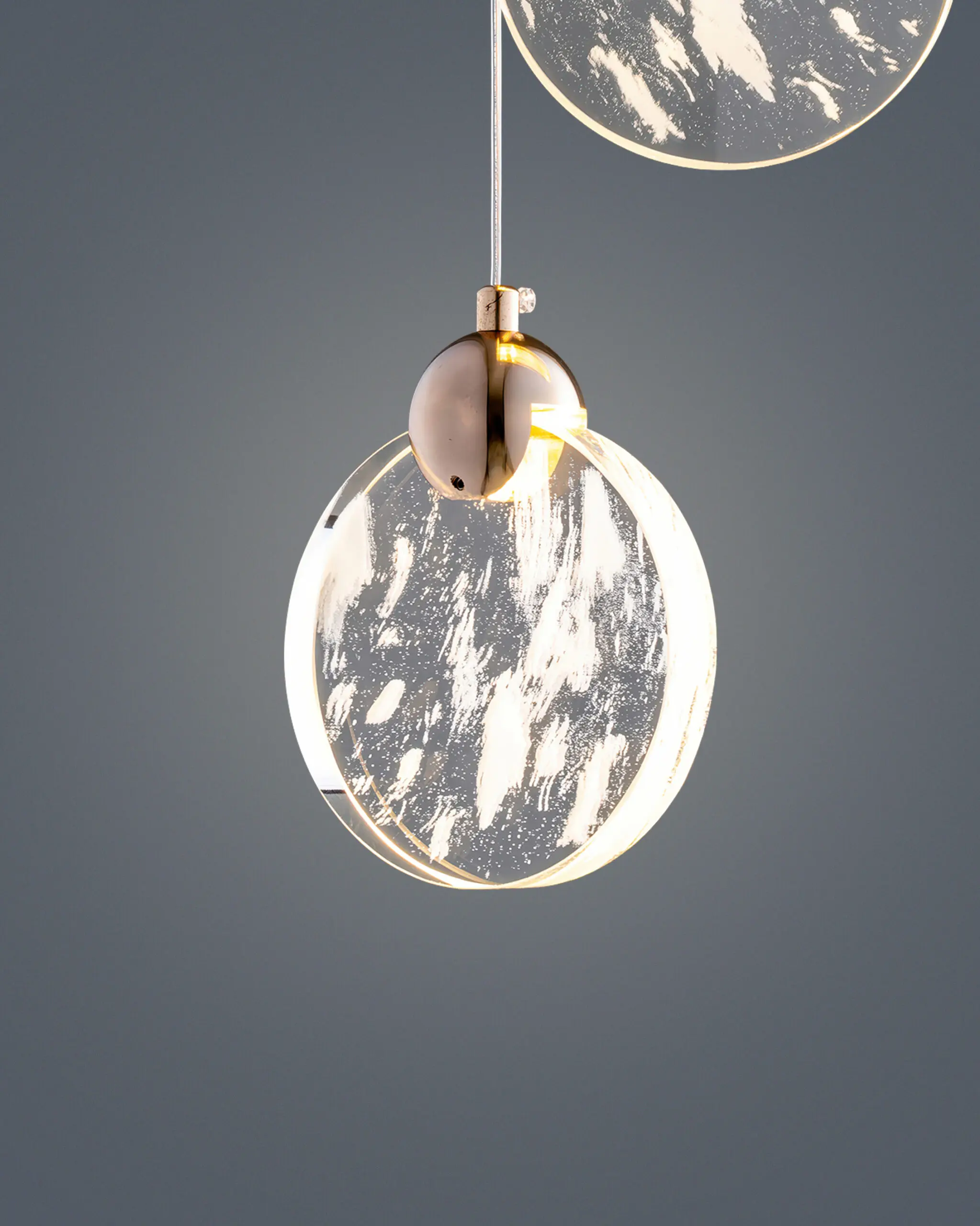 Đèn Thả Pha Lê Đĩa Tròn Vân Mây Bọt Khí Nghệ Thuật Viền Vàng VRG-TL1602-2