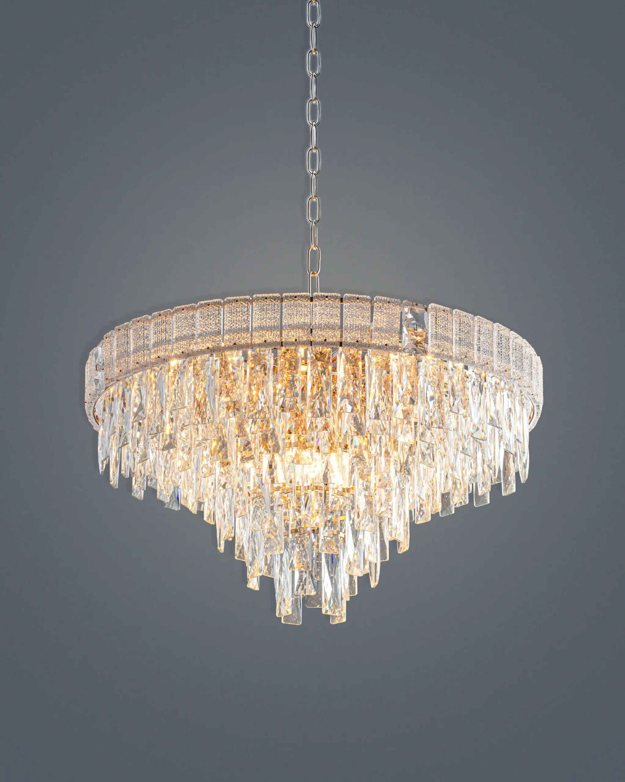 Đèn Chùm Pha Lê Thả Tầng Hiện Đại Khung Tròn Mạ Crom Sang Trọng VRG-TPL326T600 1 Đèn Chùm Pha Lê Thả Tầng Hiện Đại Khung Tròn Mạ Crom Sang Trọng VRG-TPL326T600