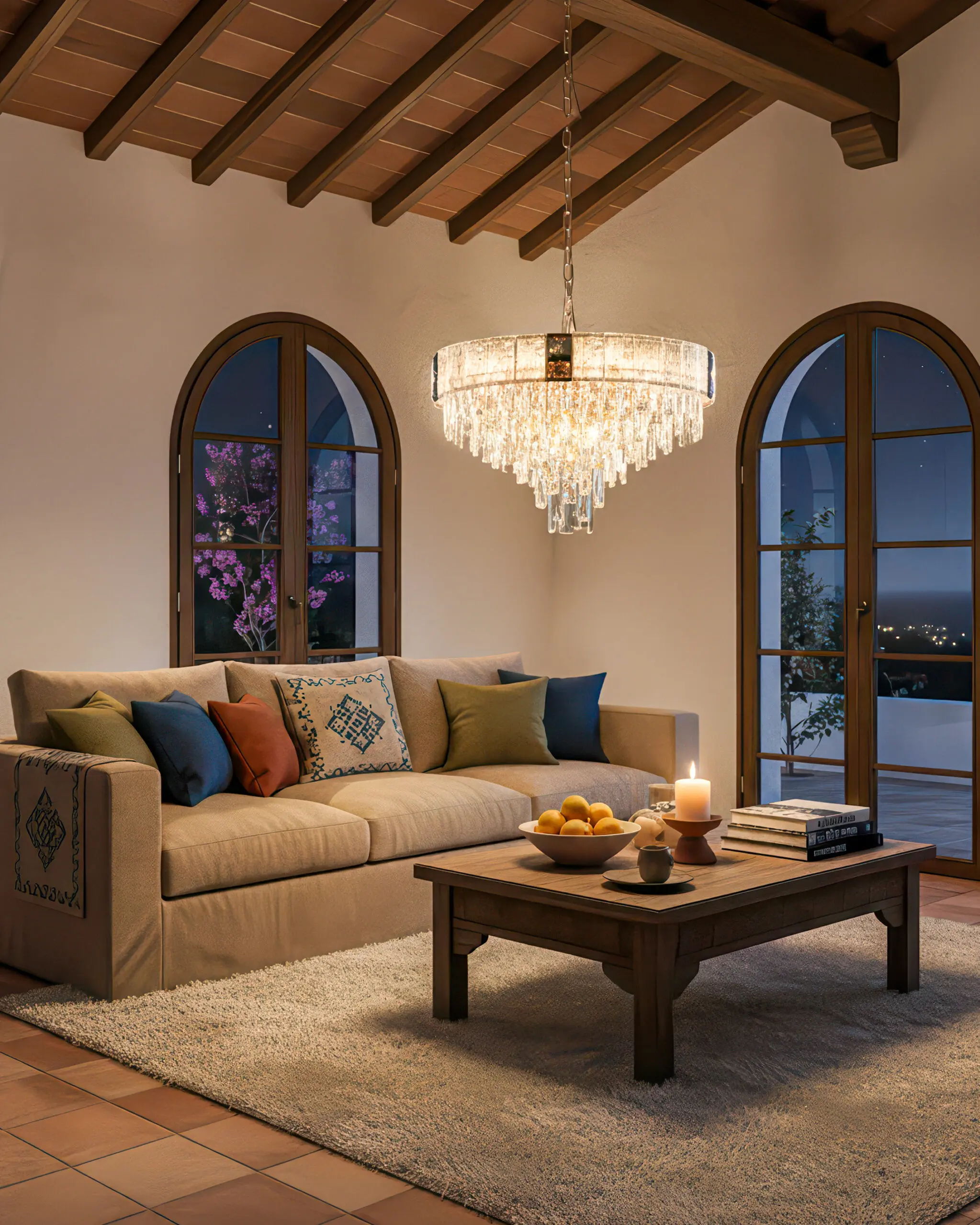 Đèn Chùm Pha Lê Thả Tầng Khung Bạc Phối Điểm Nhấn Đen Hiện Đại VRG-TPL326T600V2 3 Đèn Chùm Pha Lê Thả Tầng Khung Bạc Phối Điểm Nhấn Đen Hiện Đại VRG-TPL326T600V2