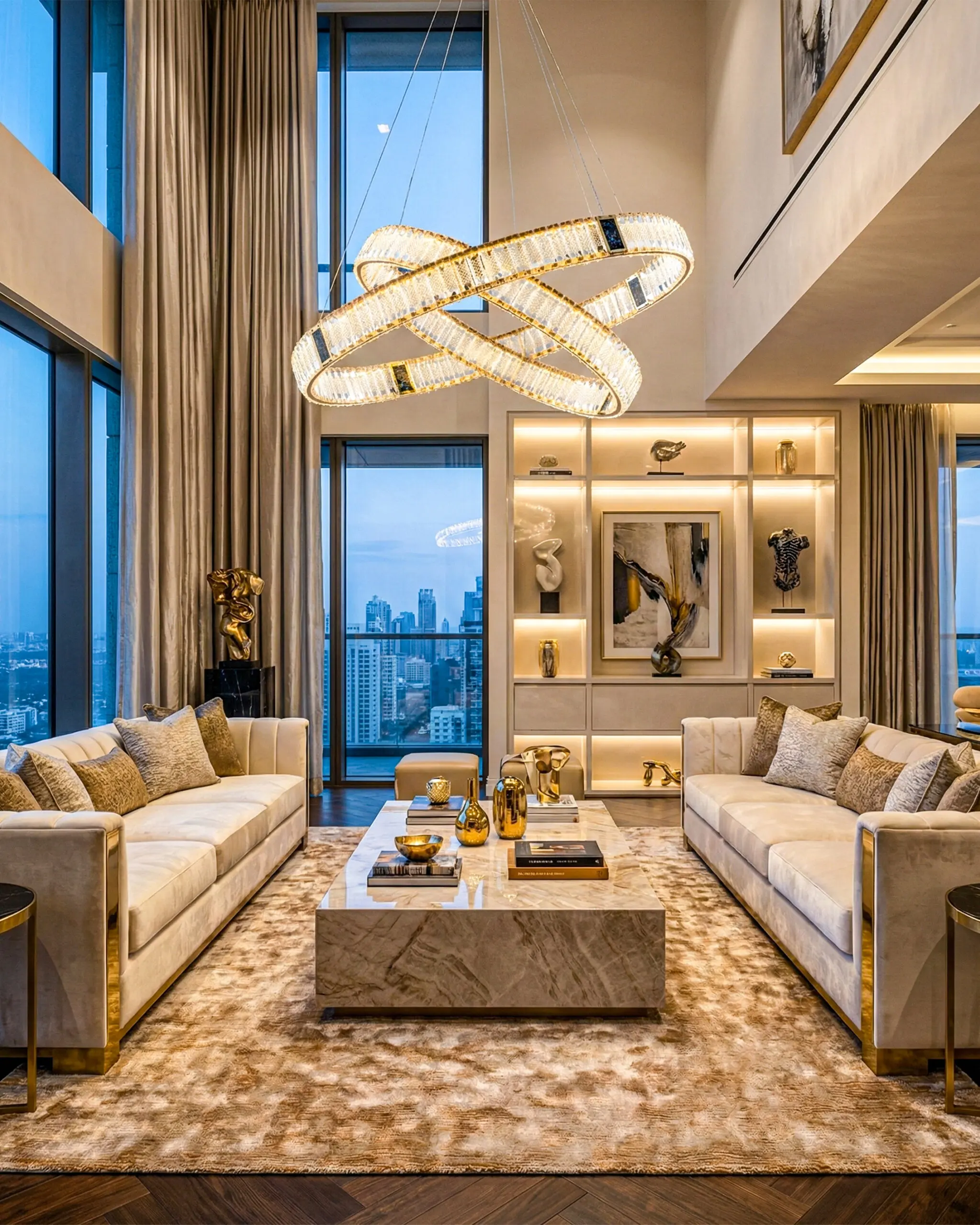 Đèn Chùm Pha Lê Thả 2 Vòng Tròn Đan Chéo Hiện Đại VRG-TPL810282 2 Đèn Chùm Pha Lê Thả 2 Vòng Tròn Đan Chéo Hiện Đại VRG-TPL810282