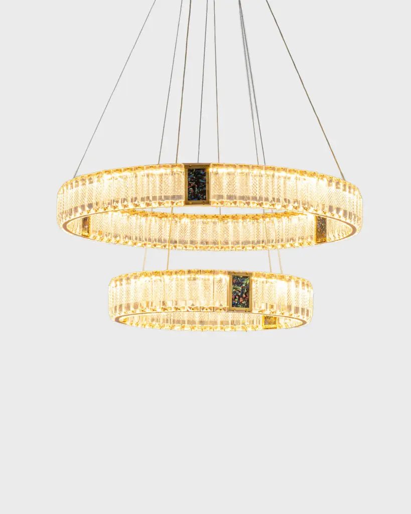 Đèn Chùm Pha Lê Thả 2 Tầng Vòng Tròn Hiện Đại VRG-TPL810282-V2