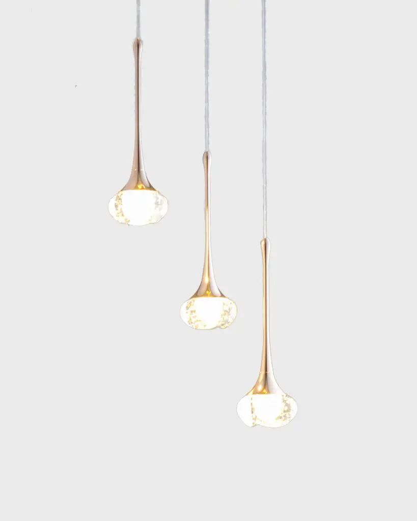 Đèn Thả Pha Lê Dáng Giọt Nước Bọt Khí Thân Mảnh Vàng VRG-7233