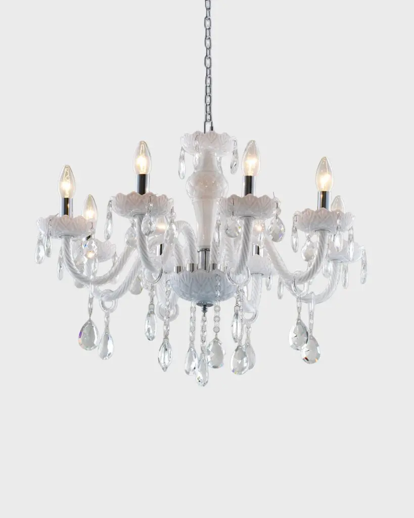 Đèn Chùm Pha Lê Tân Cổ Điển White Opal Cao Cấp VRG-CPL801