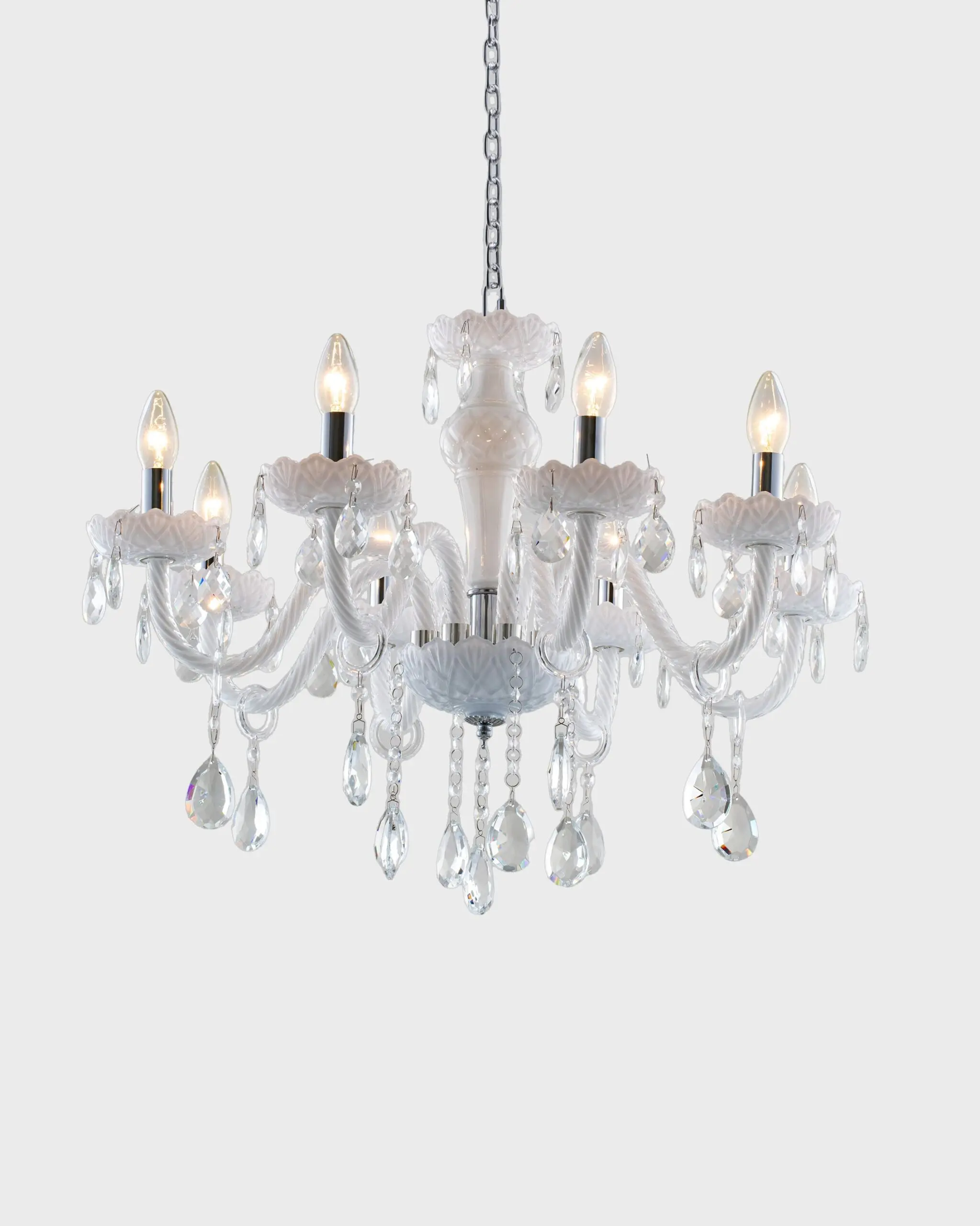 Đèn Chùm Pha Lê Tân Cổ Điển White Opal Cao Cấp VRG-CPL801