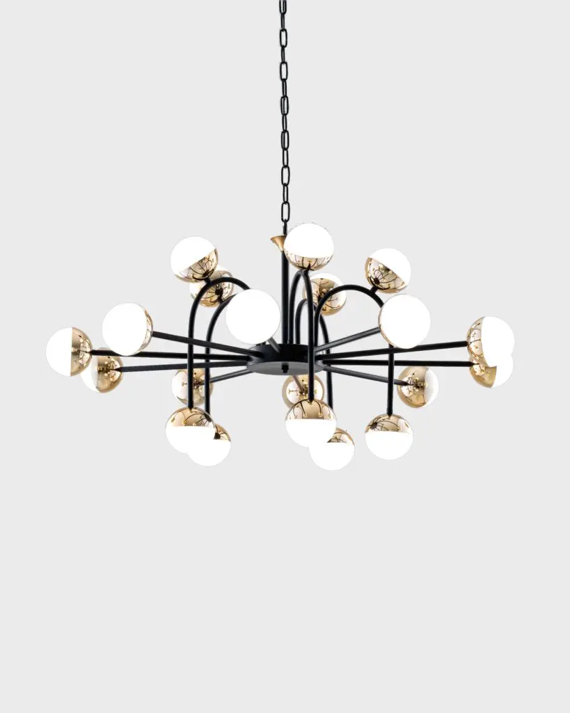 Đèn Chùm Hiện Đại Khung Đen Phối Vàng Bóng Tròn VRG-THCN14021