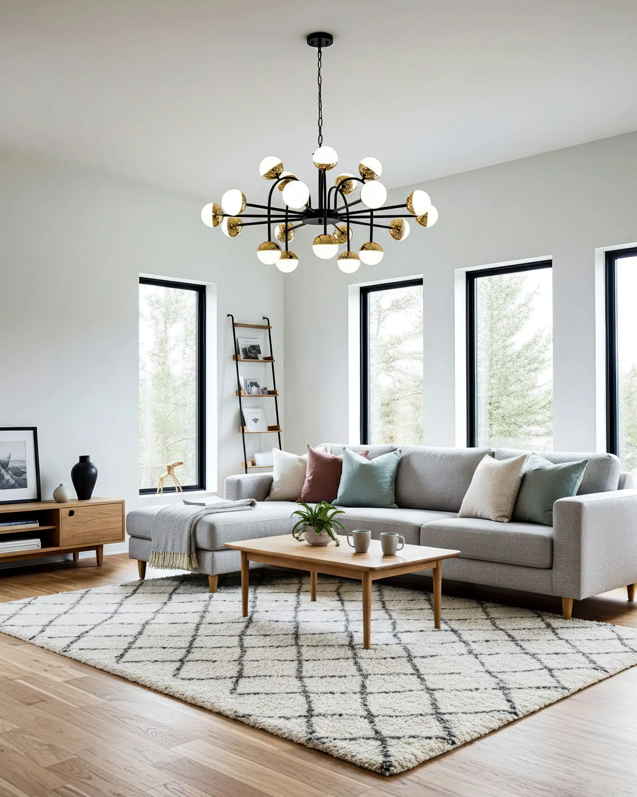 Đèn Chùm Hiện Đại Khung Đen Phối Vàng Bóng Tròn VRG-THCN14021 2 Đèn Chùm Hiện Đại Khung Đen Phối Vàng Bóng Tròn VRG-THCN14021