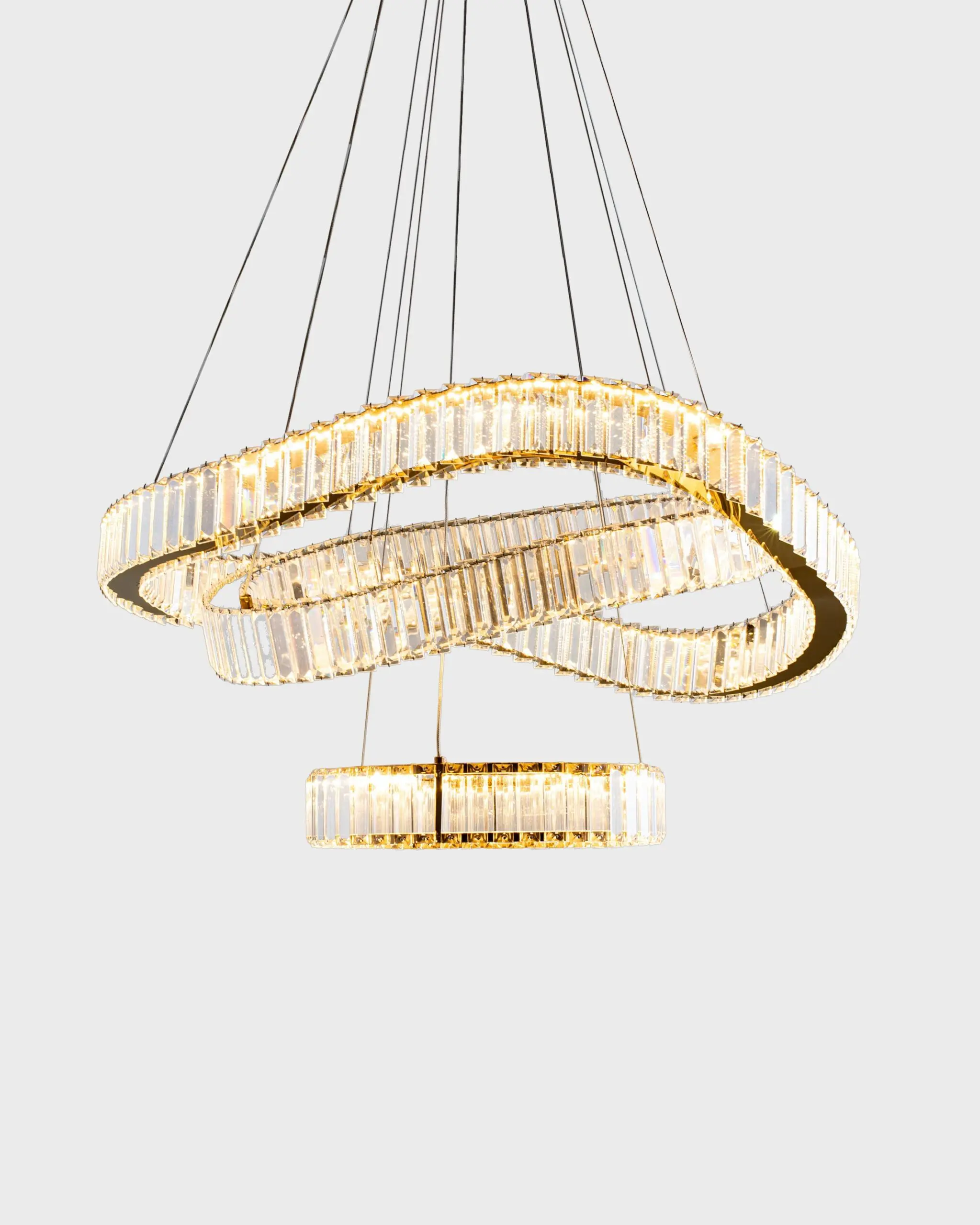 Đèn Chùm Thả Pha Lê 2 Tầng Dáng Xoắn Hiện Đại VRG-THD7050V1