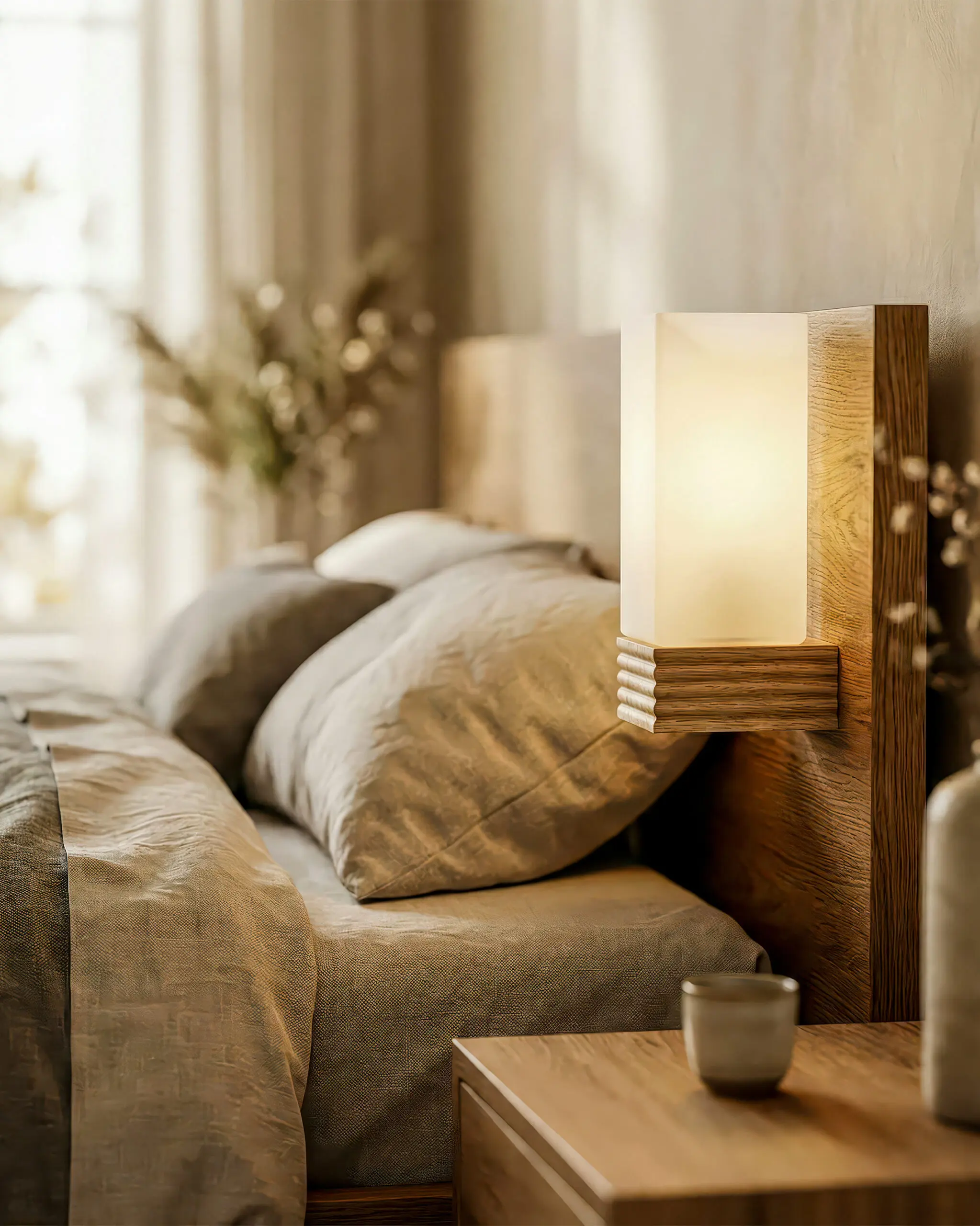 VRG 591 1W 4 scaled Đèn Tường Gỗ Hiện Đại Chao Vuông Đế Xếp Tầng Cao Cấp VRG-591-1W