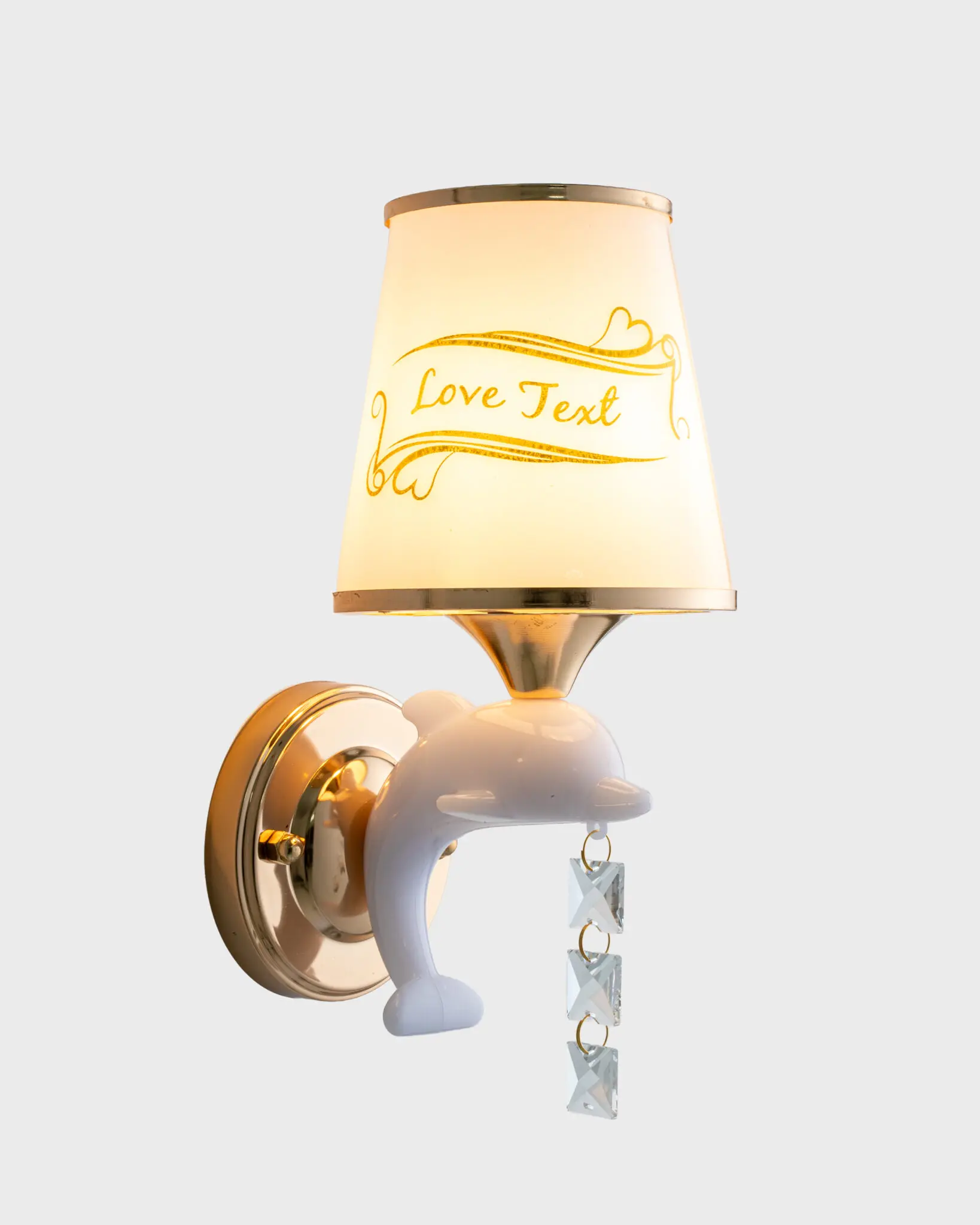 Đèn Tường Hình Cá Heo Độc Đáo Chao Vải Love Text VRG-86053