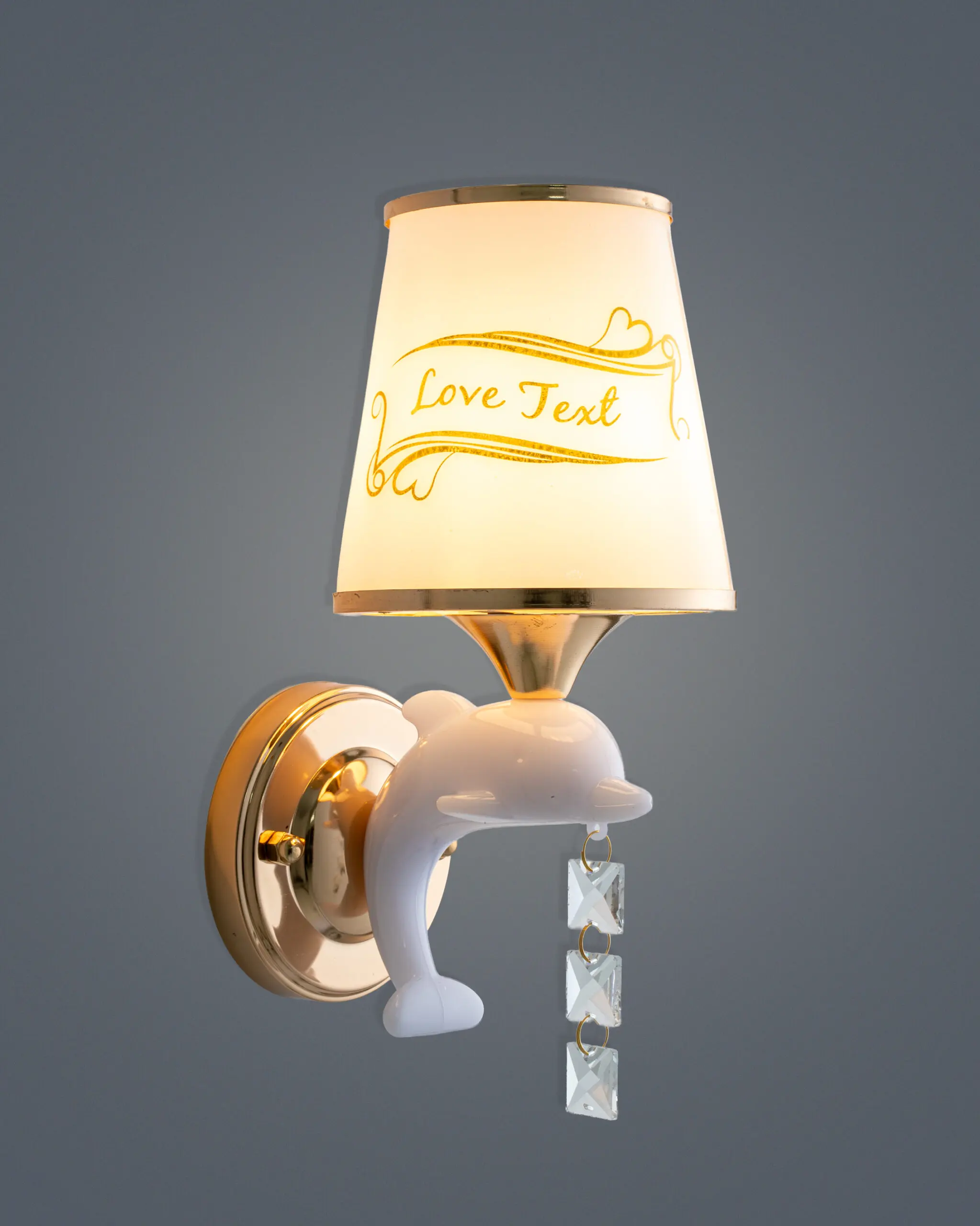 VRG 86053 V1 2 scaled Đèn Tường Hình Cá Heo Độc Đáo Chao Vải Love Text VRG-86053