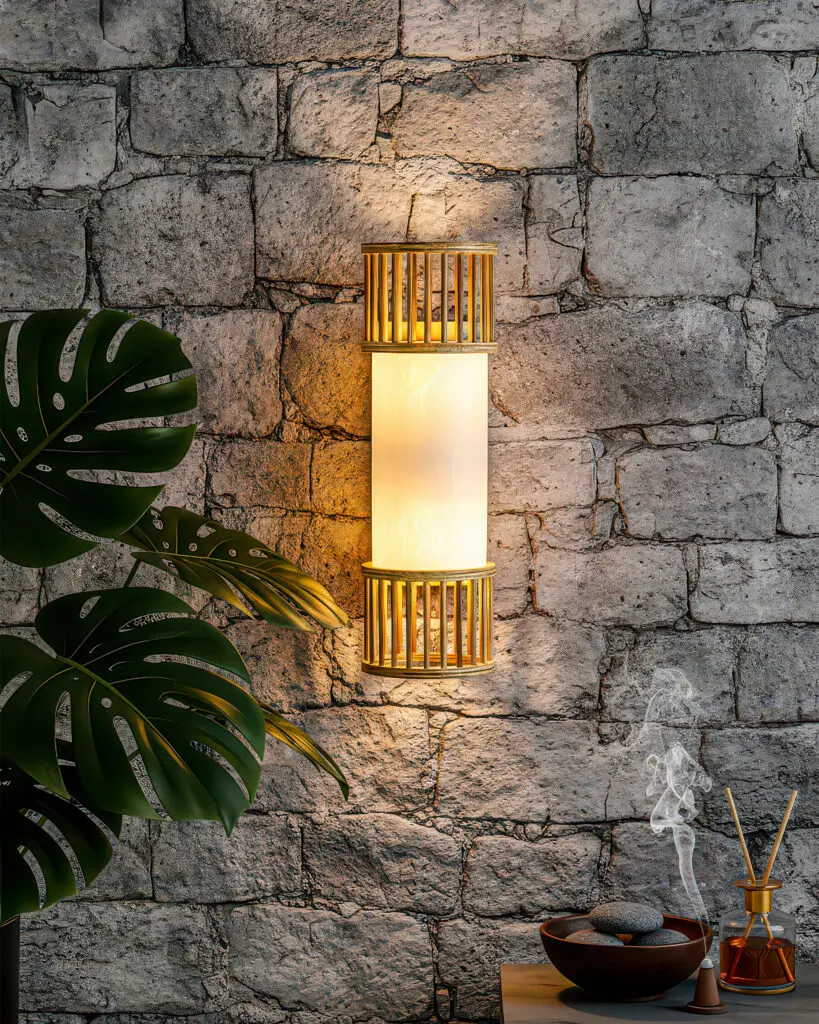 Đèn Vách Tường Gỗ Chao Vải Vàng Gold Đẹp Sang Trọng VRG-95807