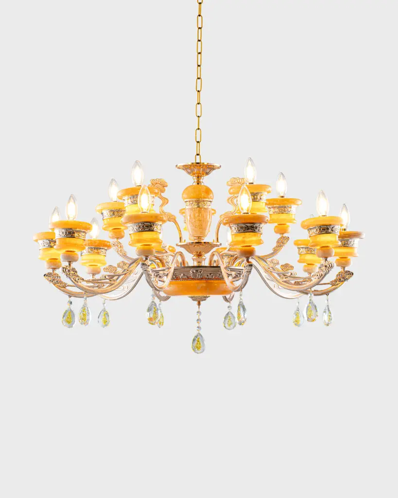 Đèn Chùm Pha Lê Sang Trọng Hình Oval Vàng Điệp Đặc Biệt VRG-CNQT130-15