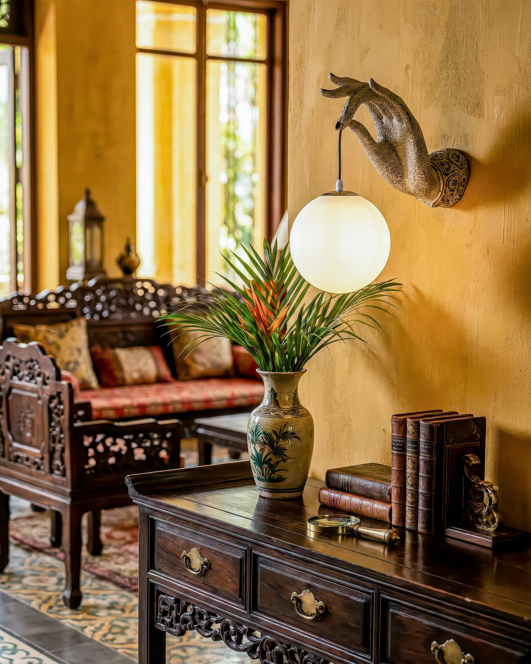 Đèn Tường Hình Tay Độc Đáo Pha Lê Tròn Sang Trọng VRG-GHD