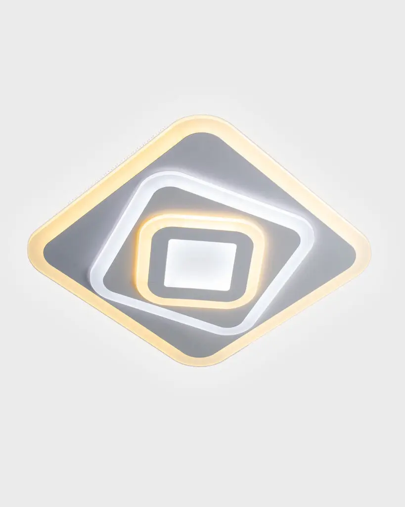 Đèn Ốp Trần Hiện Đại Hợp Kim Acrylic Vuông Xếp Tầng 3 Chế Độ Màu VRG-ML8543