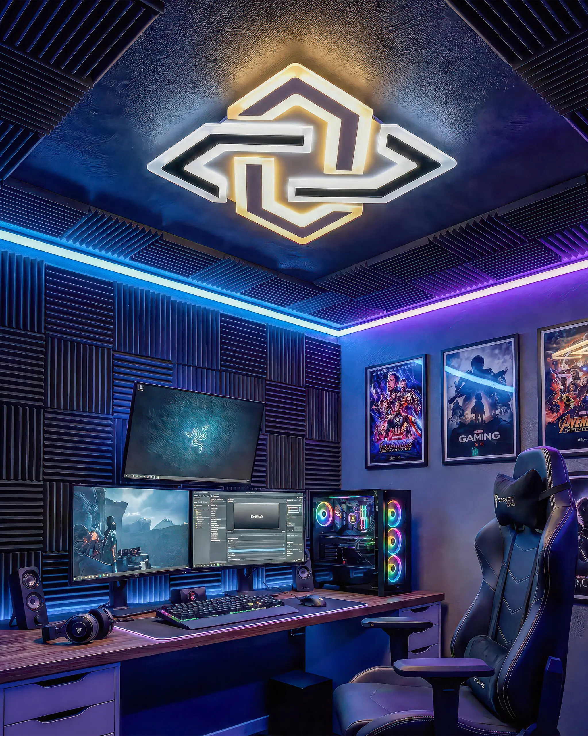 VRG MT080 3 scaled Đèn Ốp Trần Hiện Đại Hợp Kim Hình Học Đen Trắng LED Sáng Tạo VRG-MT080