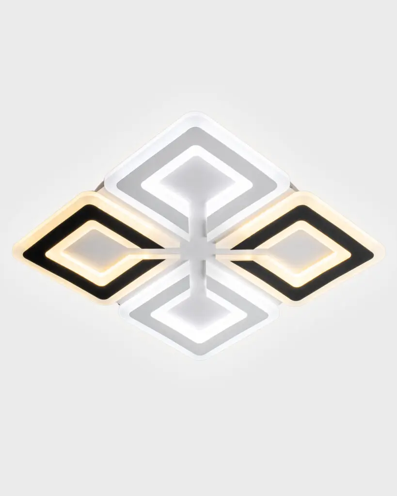 Đèn Ốp Trần Hiện Đại Hợp Kim 4 Ô Vuông Đen Trắng LED 3 Chế Độ VRG-MT790