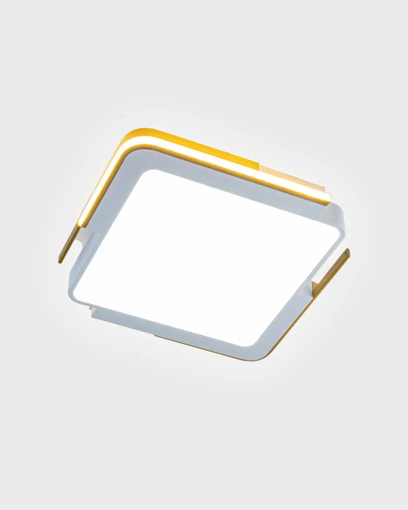 Đèn Ốp Trần Hiện Đại Hợp Kim Vuông Viền Vàng LED Tối Giản VRG-OT75V