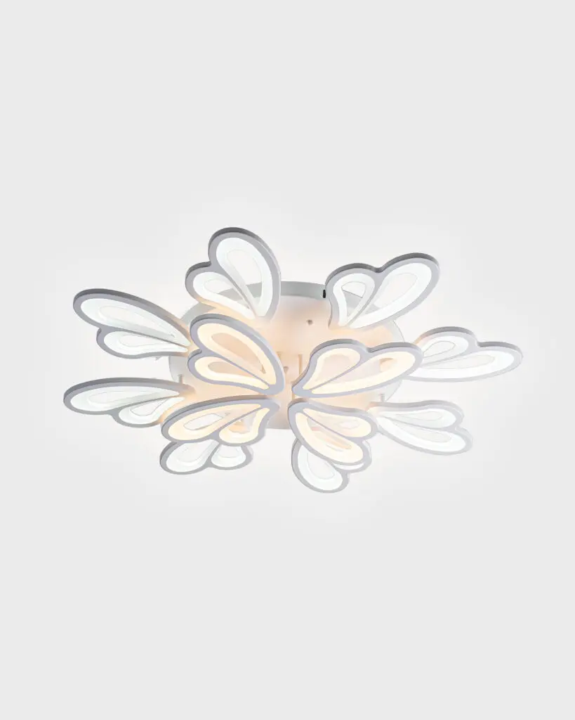 Đèn Ốp Trần Hiện Đại Cánh Bướm Hợp Kim Acrylic Trắng Xám LED Tinh Tế VRG-OT8063-12