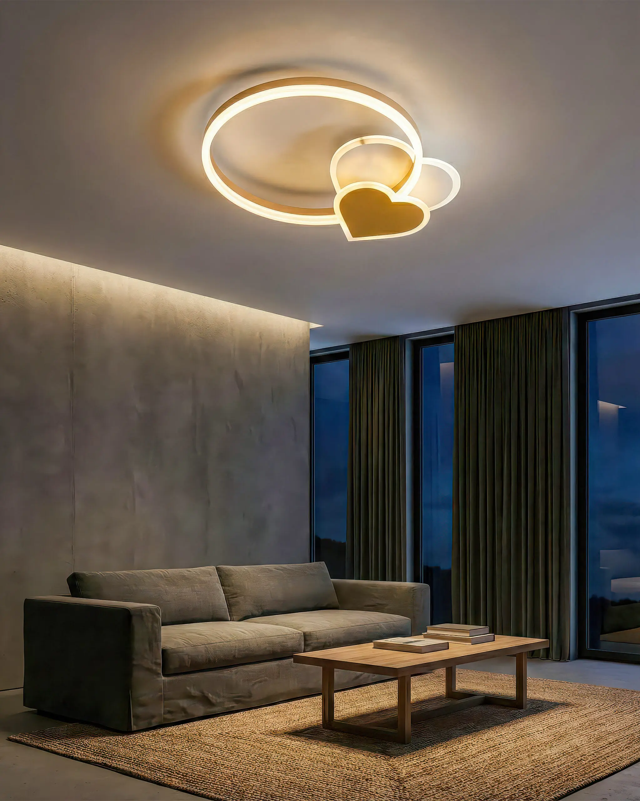 VRG OTA8875 4 scaled Đèn Ốp Trần Trái Tim Hợp Kim Vòng Tròn Vàng Gold LED Hiện Đại VRG-OTA8875