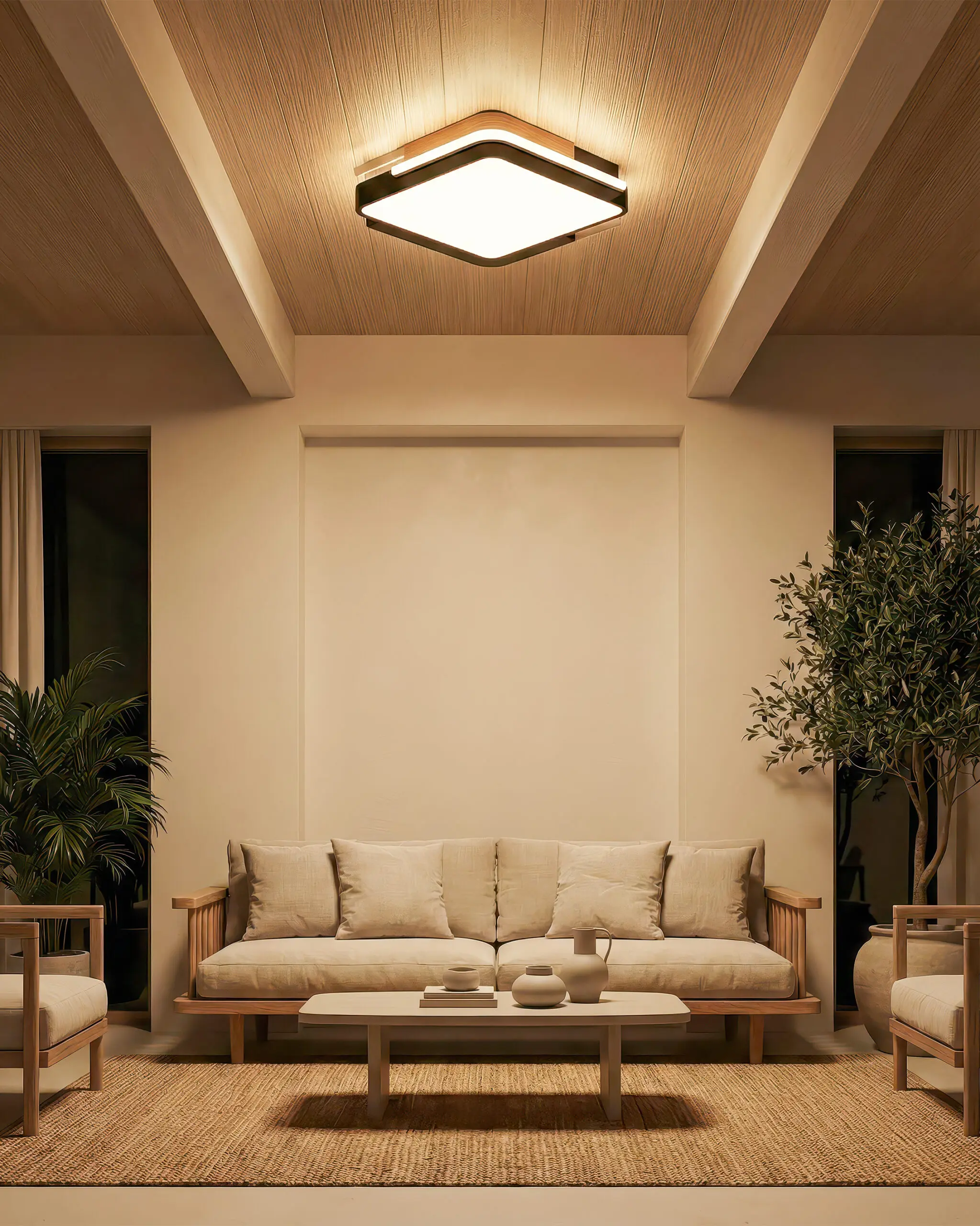 VRG OTP75BK 5 scaled Đèn Ốp Trần Hiện Đại Hợp Kim Vuông Xếp Lớp Đen LED Tối Giản VRG-OTP75BK