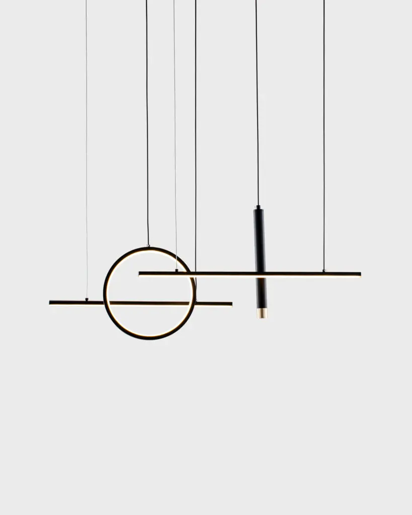 Đèn Thả Hiện Đại Hợp Kim Hình Tròn Màu Đen Vàng Gold VRG-TL3195