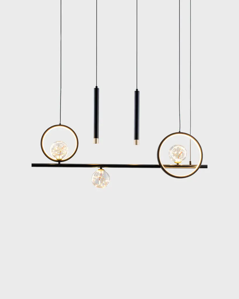 Đèn Thả Hiện Đại Hợp Kim Đen Vòng Đen Vàng Gold VRG-TL9007BK